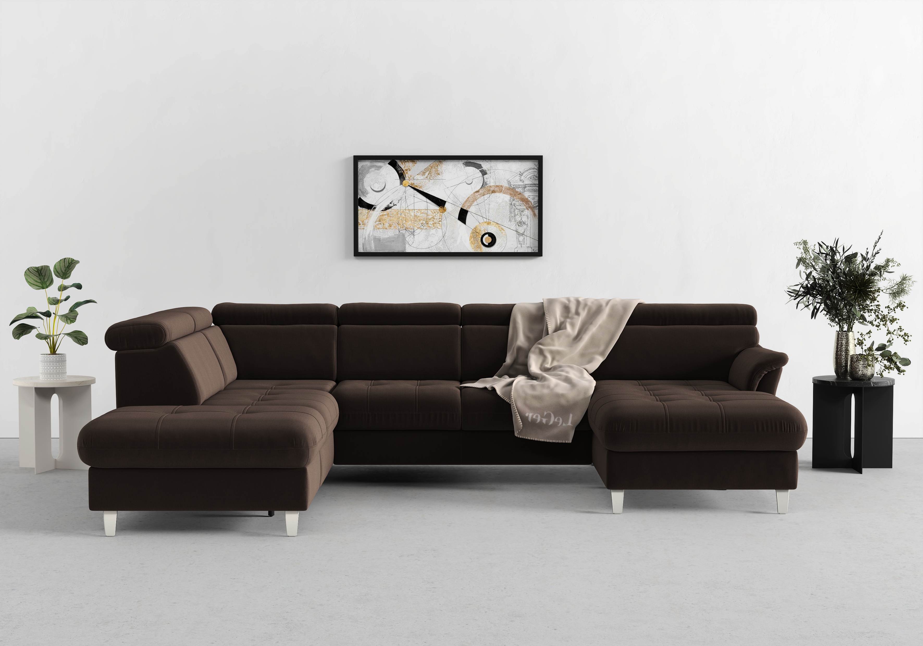 sit&more Wohnlandschaft "Marano U-Form" inklusive Kopfteilverstellung, optional Schlaffunktion & Bettkasten
