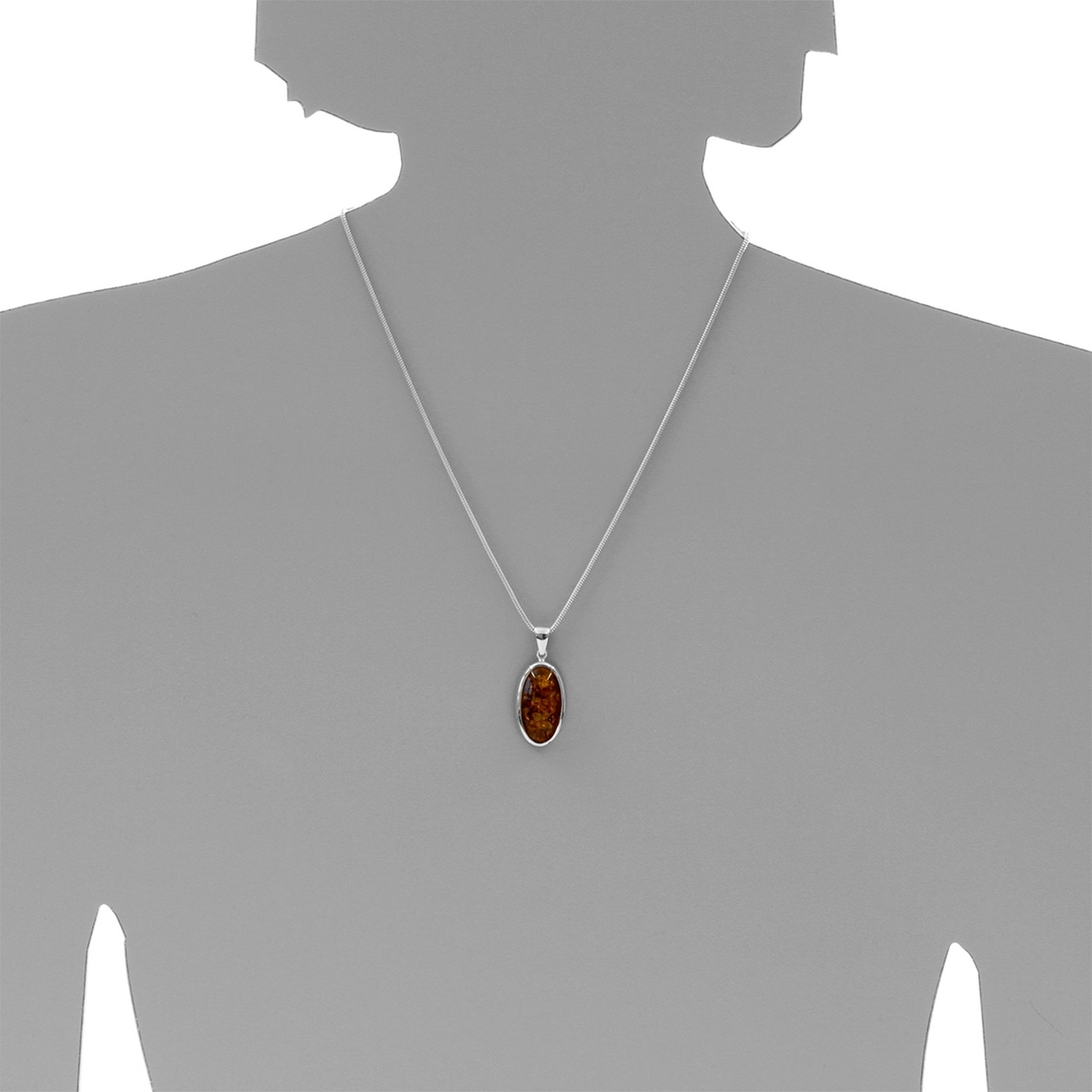 Kettenanhänger OSTSEE-SCHMUCK "Ostsee-Schmuck Anhänger Classic 24x12 mm", weiß, Schmuckanhänger, Damen, 37 x 16mm, Silber 925 (Sterlingsilber), 5,1 g, Kettenanhänger 3