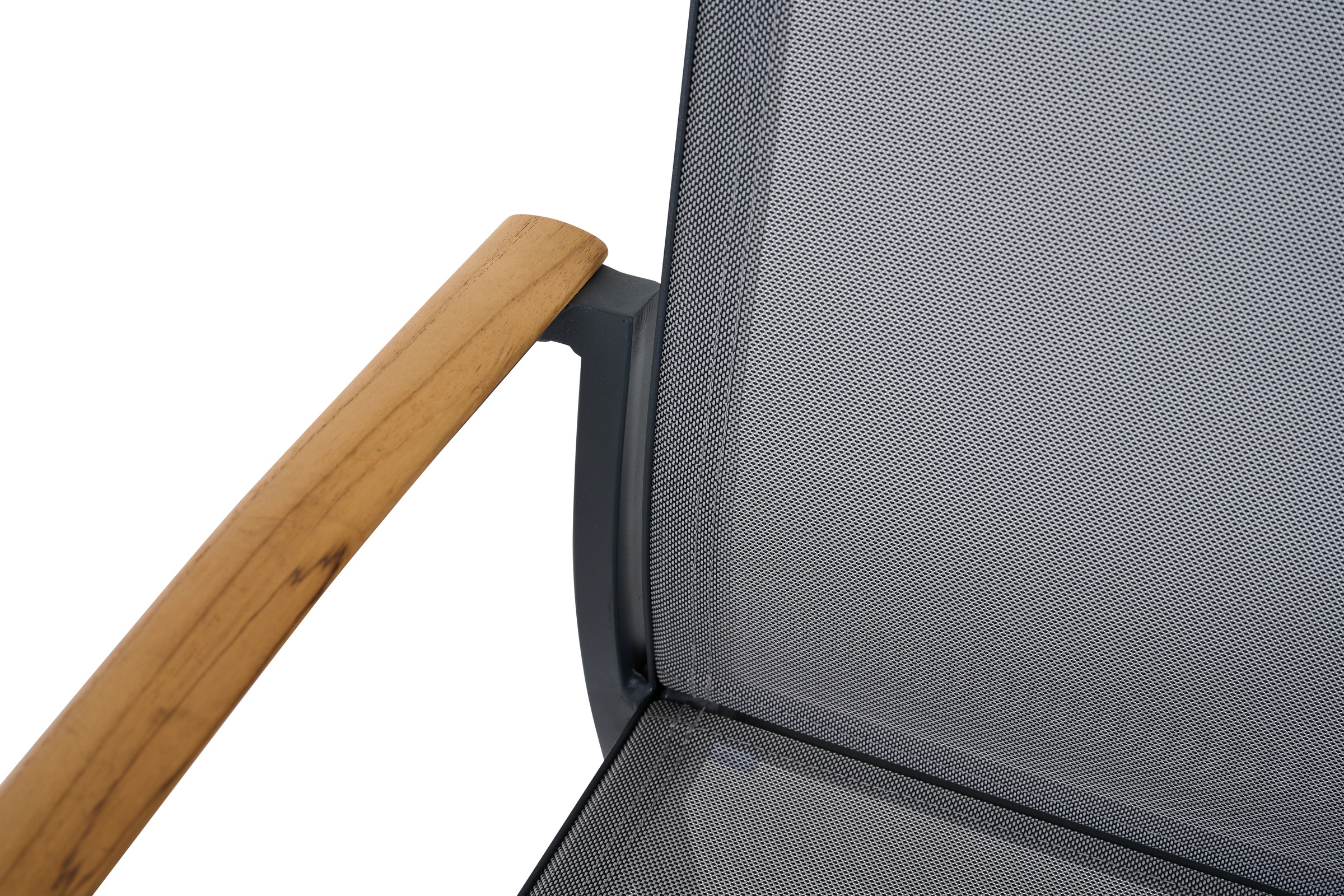 Siena Garden Gartensessel »VELIA Stapelsessel matt anthrazit« Gestell aus Aluminium, Armlehnen aus Teak FSC® 100%