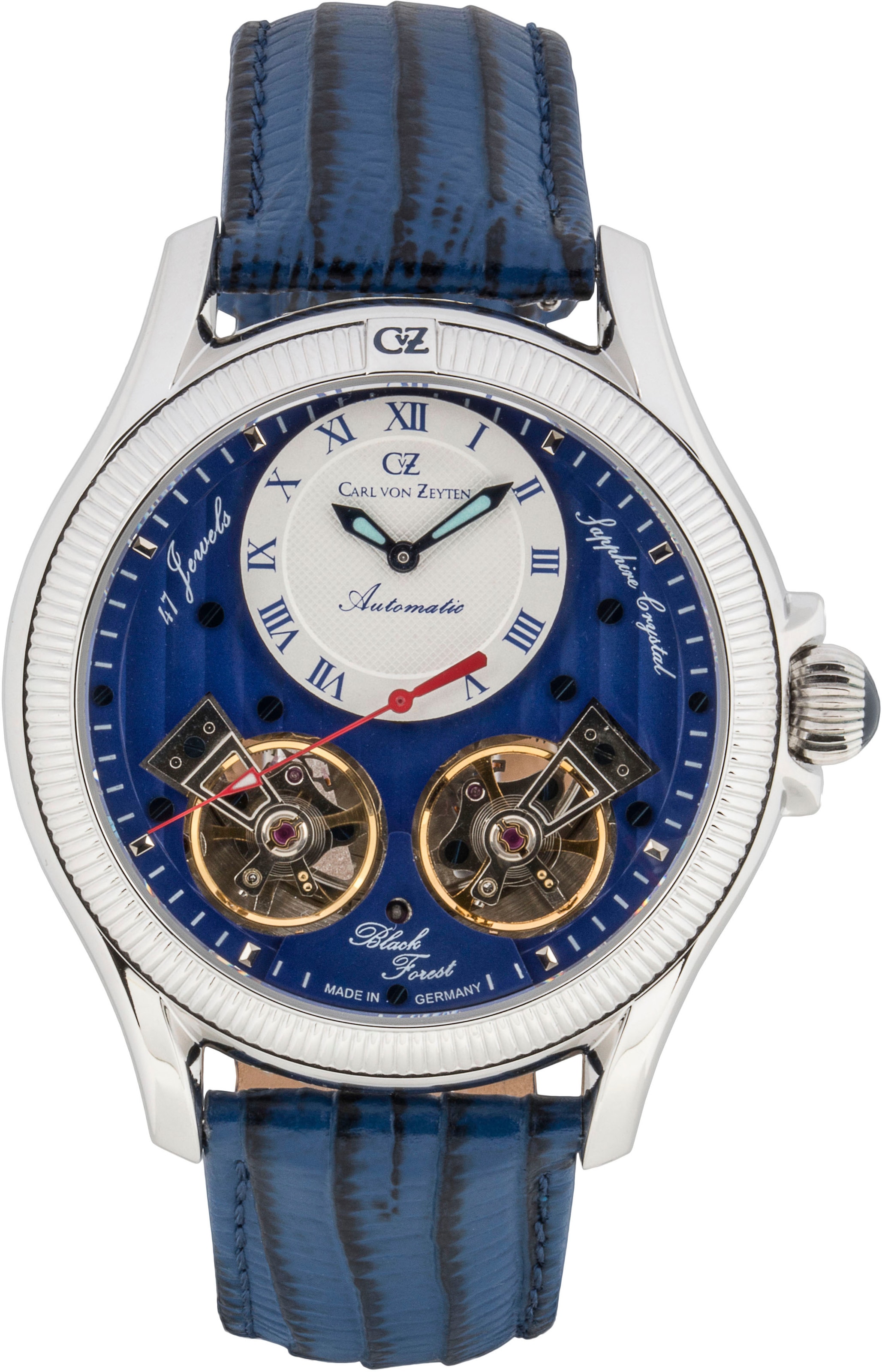 Carl von Zeyten Automatikuhr »Waldhaus, CVZ0084SBLS«, Armbanduhr, Herrenuhr, Datum, Made in Germany, Mechanische Uhr