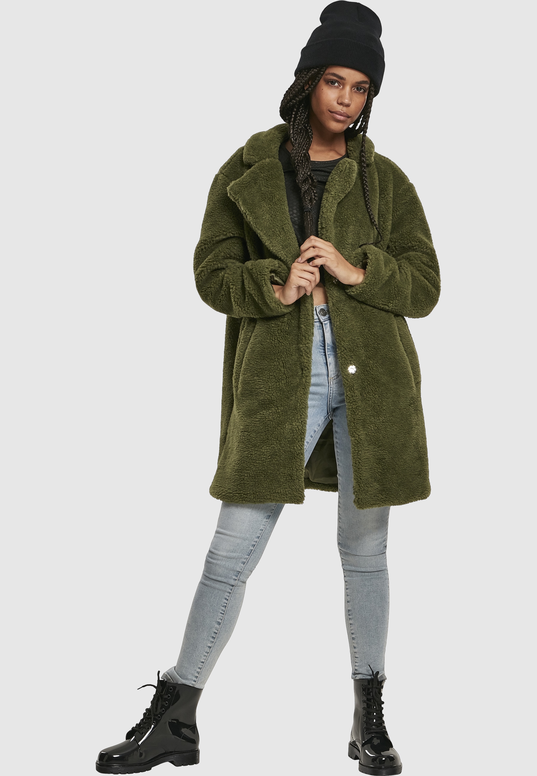 URBAN CLASSICS Parka »Urban Classics Damen Ladies Oversized Sherpa Coat« 1 Stk. tlg. ohne Kapuze