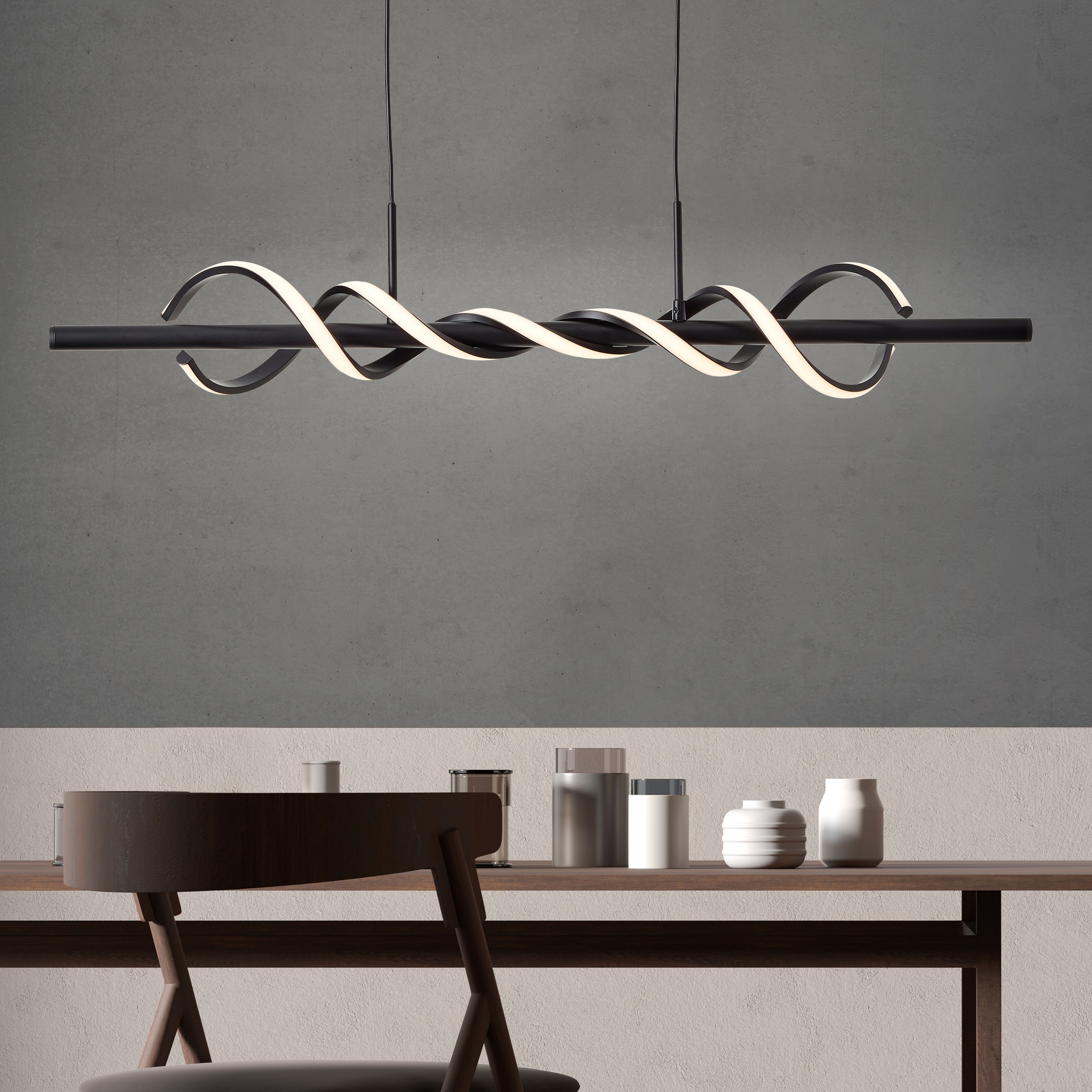 Brilliant LED Pendelleuchte »Amalie«, Höhe 150 cm, 2600 lm, kürzbar, Metall/Kunststoff, schwarz