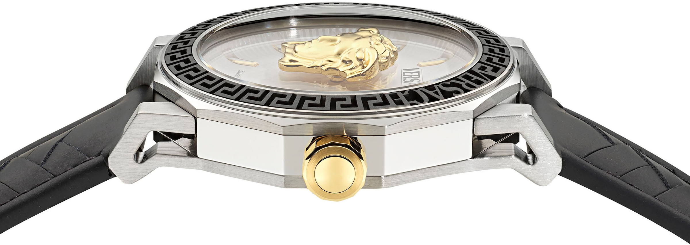 Versace Quarzuhr »MEDUSA DECO GENT«, Armbanduhr, Herrenuhr, Swiss Made, Saphirglas, Lederarmband, analog