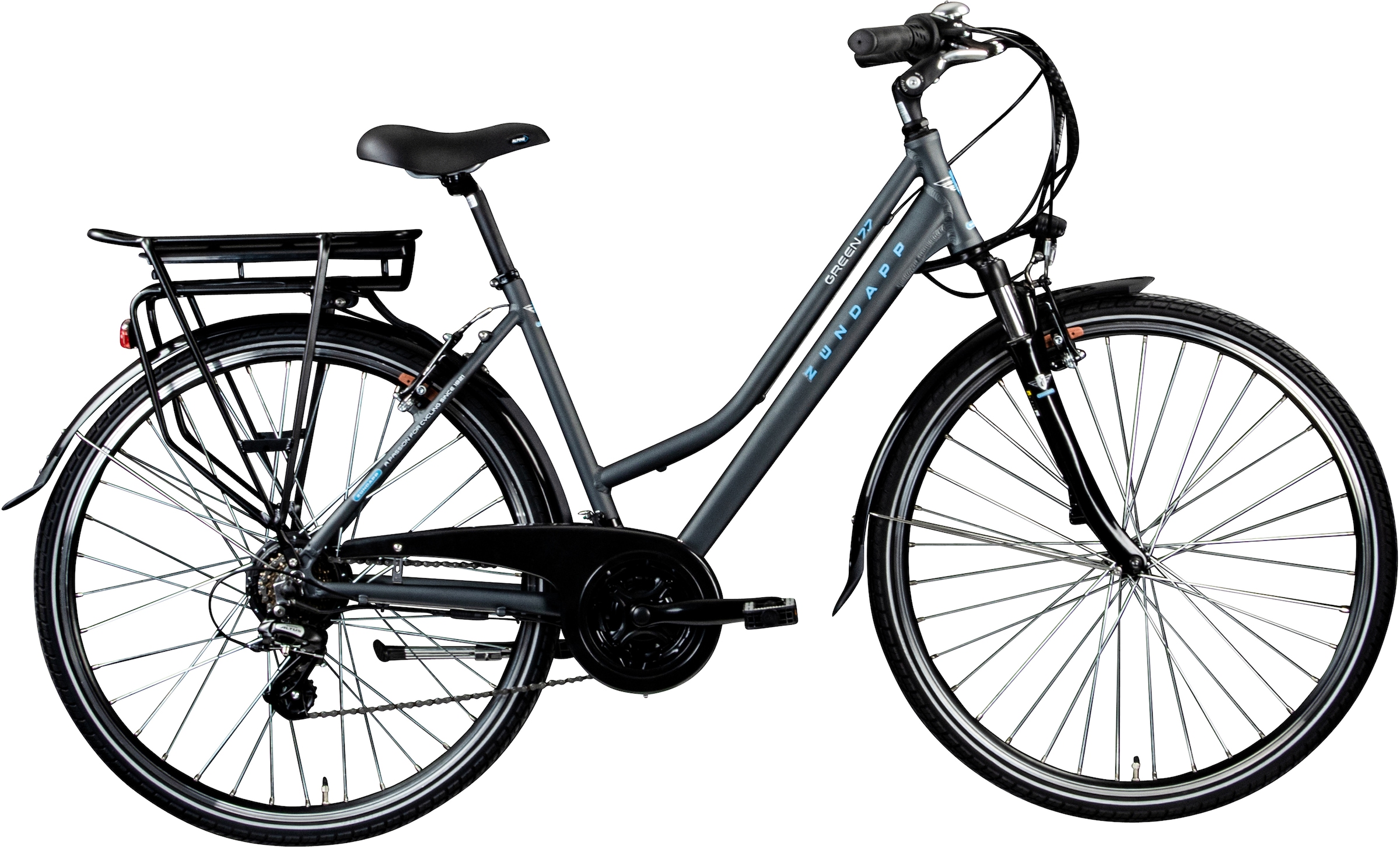 Zündapp E-Bike "Green 7.7 Damen", 21 Gang, Shimano, Altus RD-M310, Heckmotor 250 W, Pedelec, Elektrofahrrad für Damen