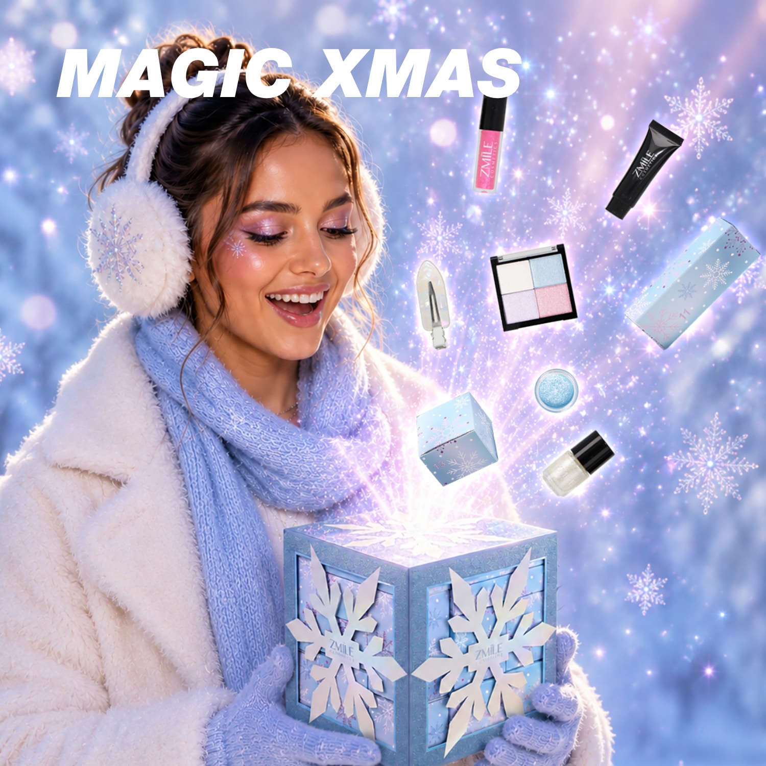 ZMILE COSMETICS Kosmetik-Adventskalender »ZMILE COSMETICS  Adventskalender Snow Flake Cube frosty white« ab 12 Jahren vegan