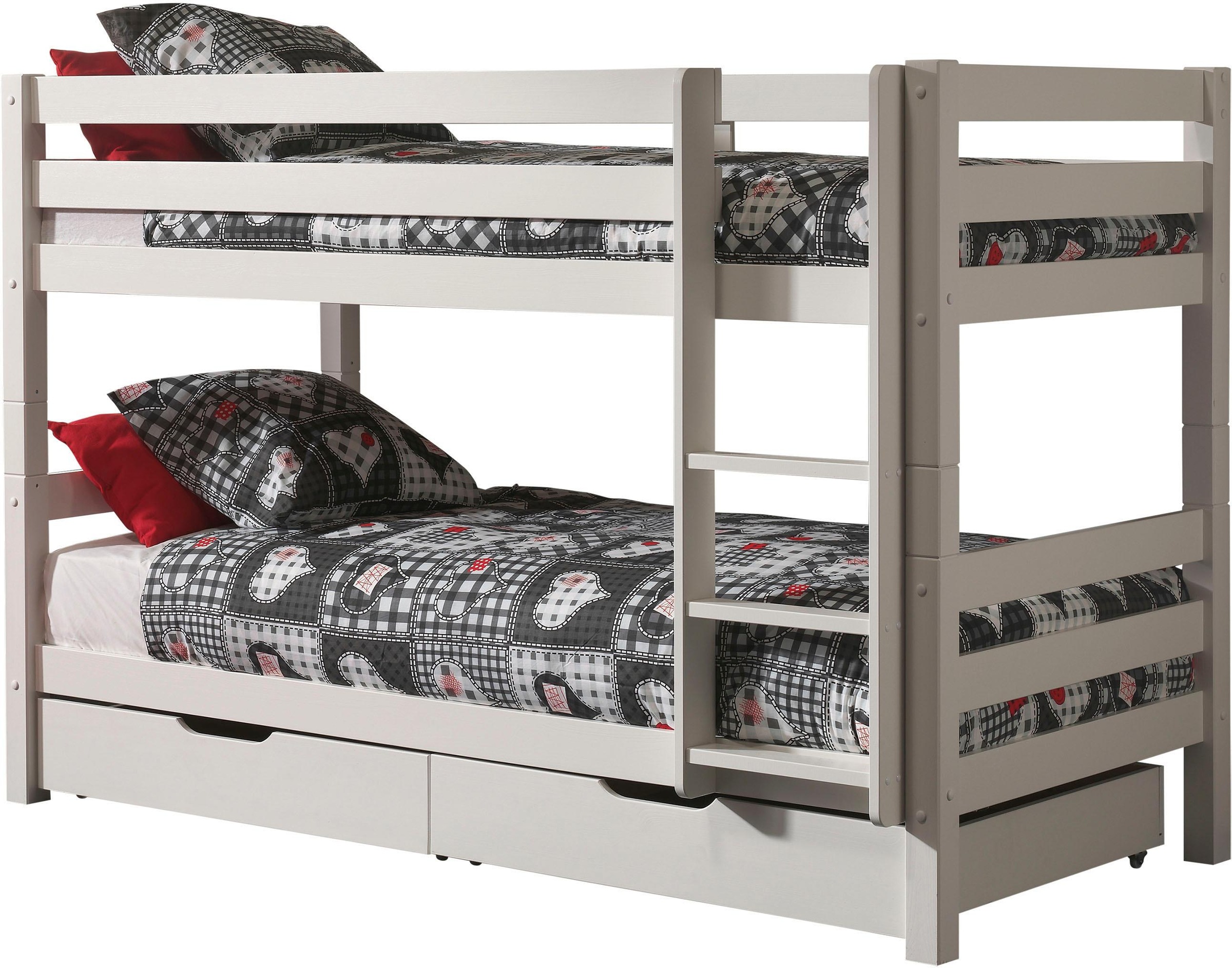 Vipack Etagenbett »Pino«, (Made in Europe), bodentief,mit Rollroste und Schubkästen