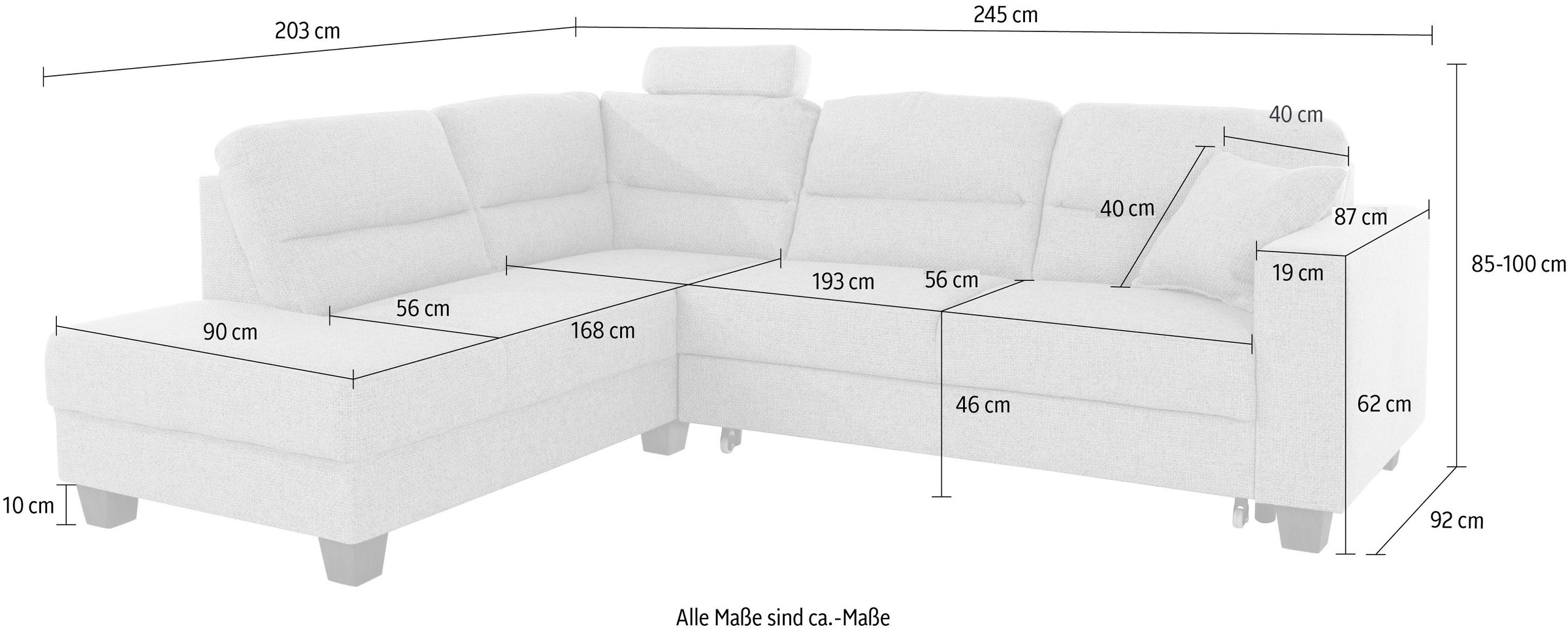 TRENDMANUFAKTUR Ecksofa »Chamber, zeitlos und modern, hoher Sitzkomfort, L-Form«, wahlweise mit Schlaffunktion
