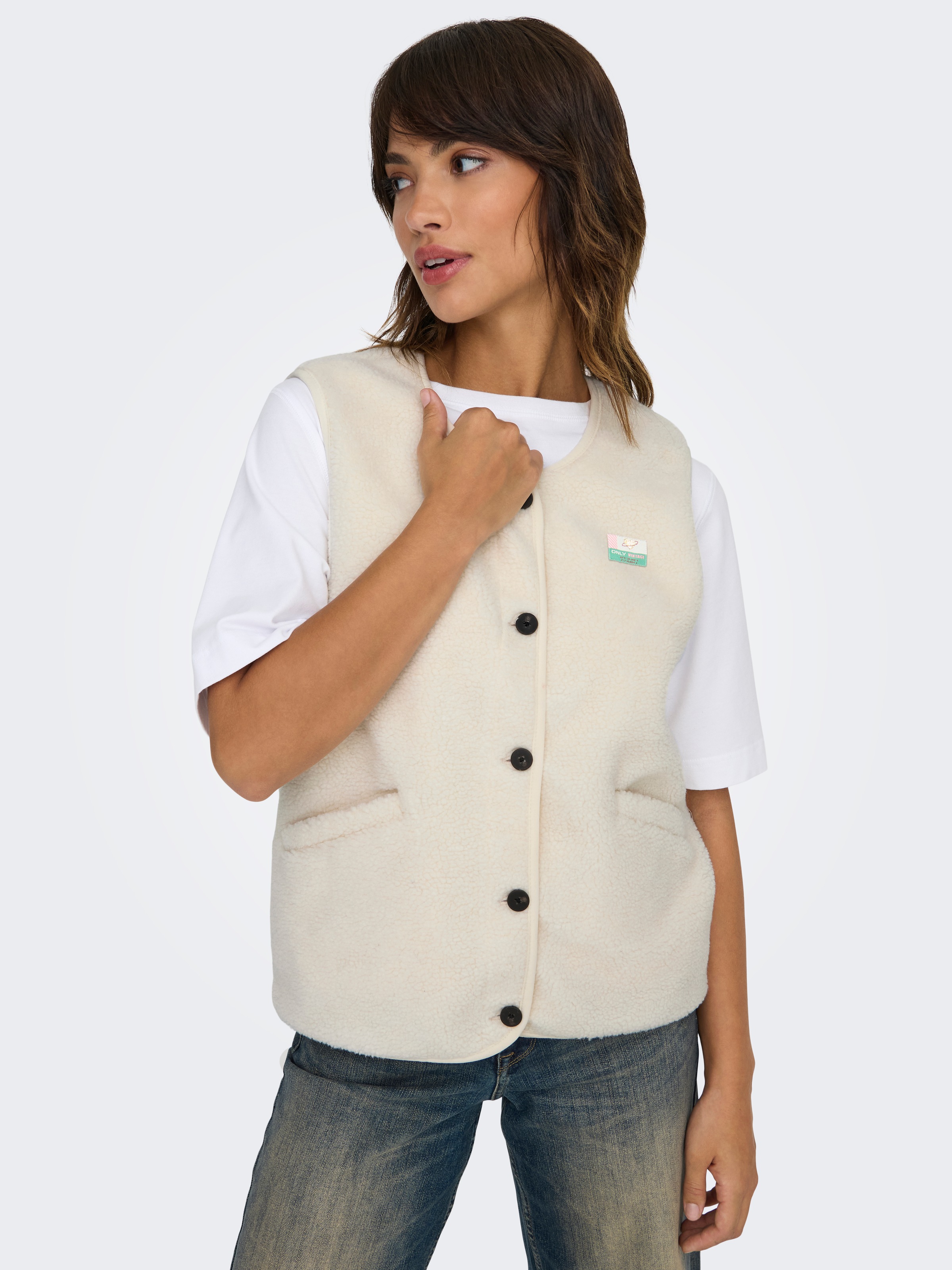 ONLY Plüschweste "ONLBABY LIFE TEDDY VEST PNT CS" Kunstfaser Plüsch günstig online kaufen