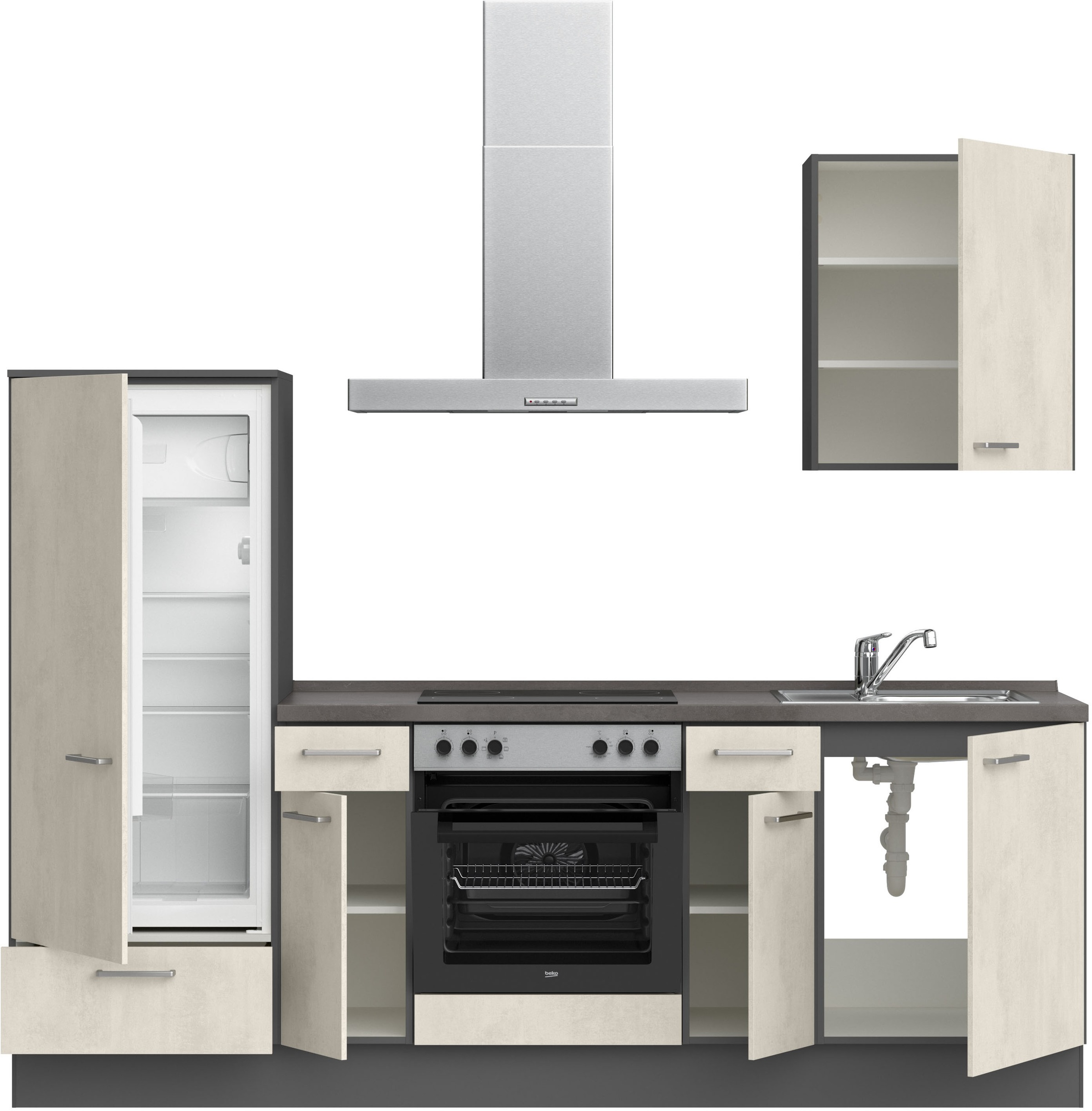 nobilia® Küchenzeile »"Riva I"«, vormontiert, Ausrichtung wählbar, Breite 240 cm, wahlw. mit E-Geräten