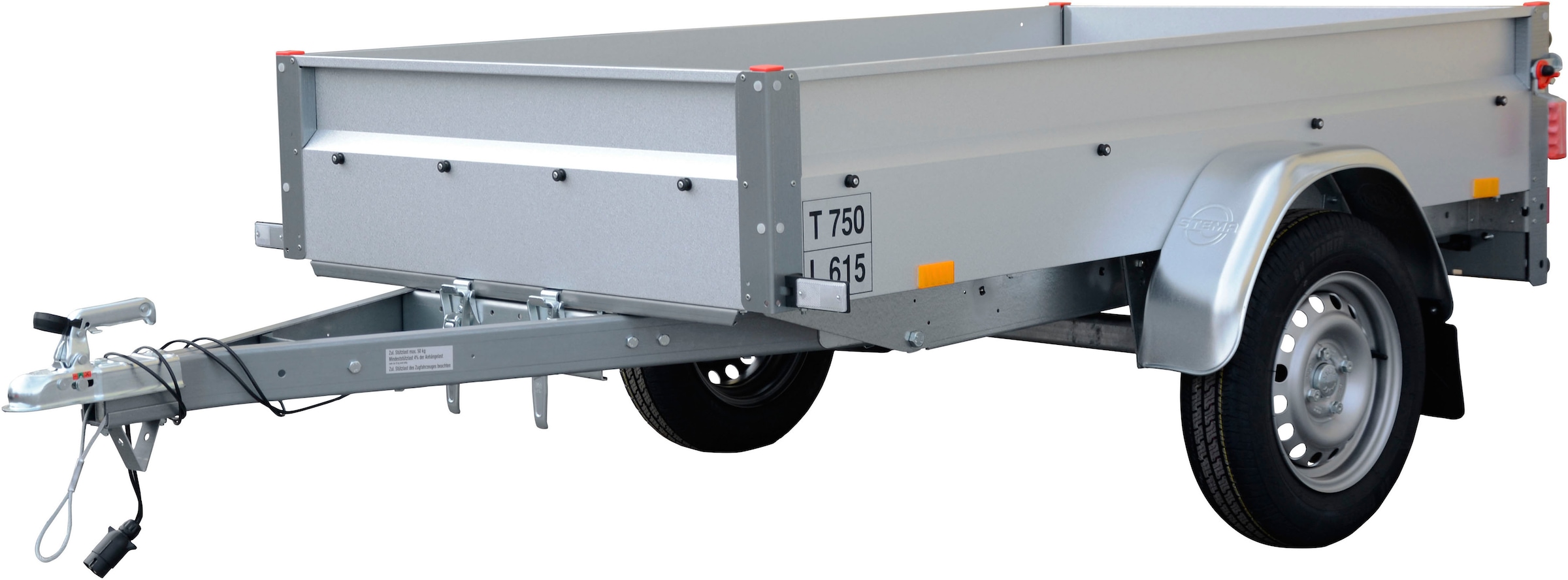 STEMA PKW-Anhänger »Basic 750 Kippsdeichsel«, (3 tlg., inkl. 100 cm Hochplanenset)