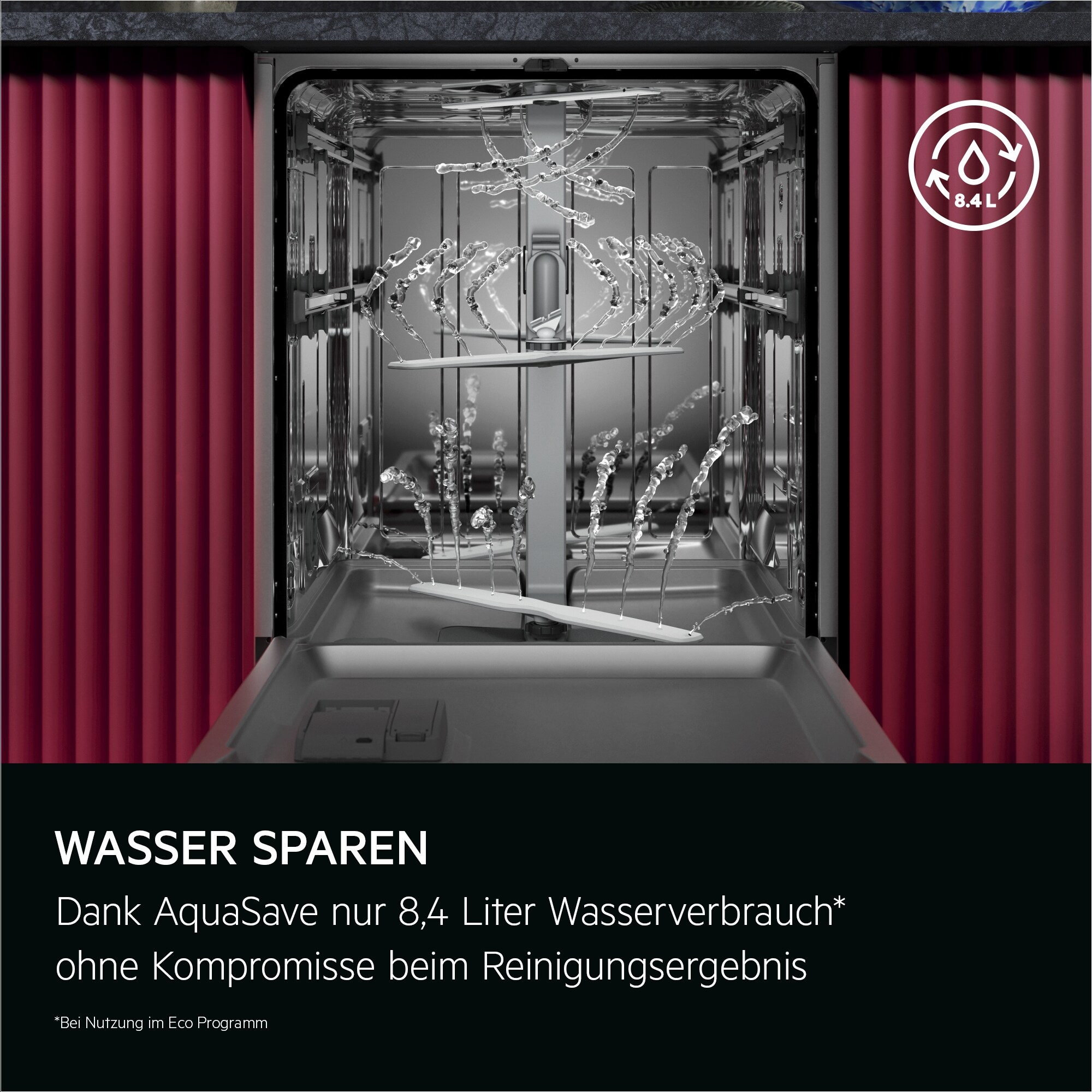 AEG Unterbaugeschirrspüler 7000 »GU7200A1SCM« Wassersparende Spülmaschine: 8,4l im Eco-Programm-effiziente Reinigung