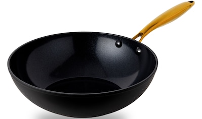 Wok »HSN«, Aluminium, (1 tlg.), BLACK CERAMIC Antihaftbeschichtung, goldener...