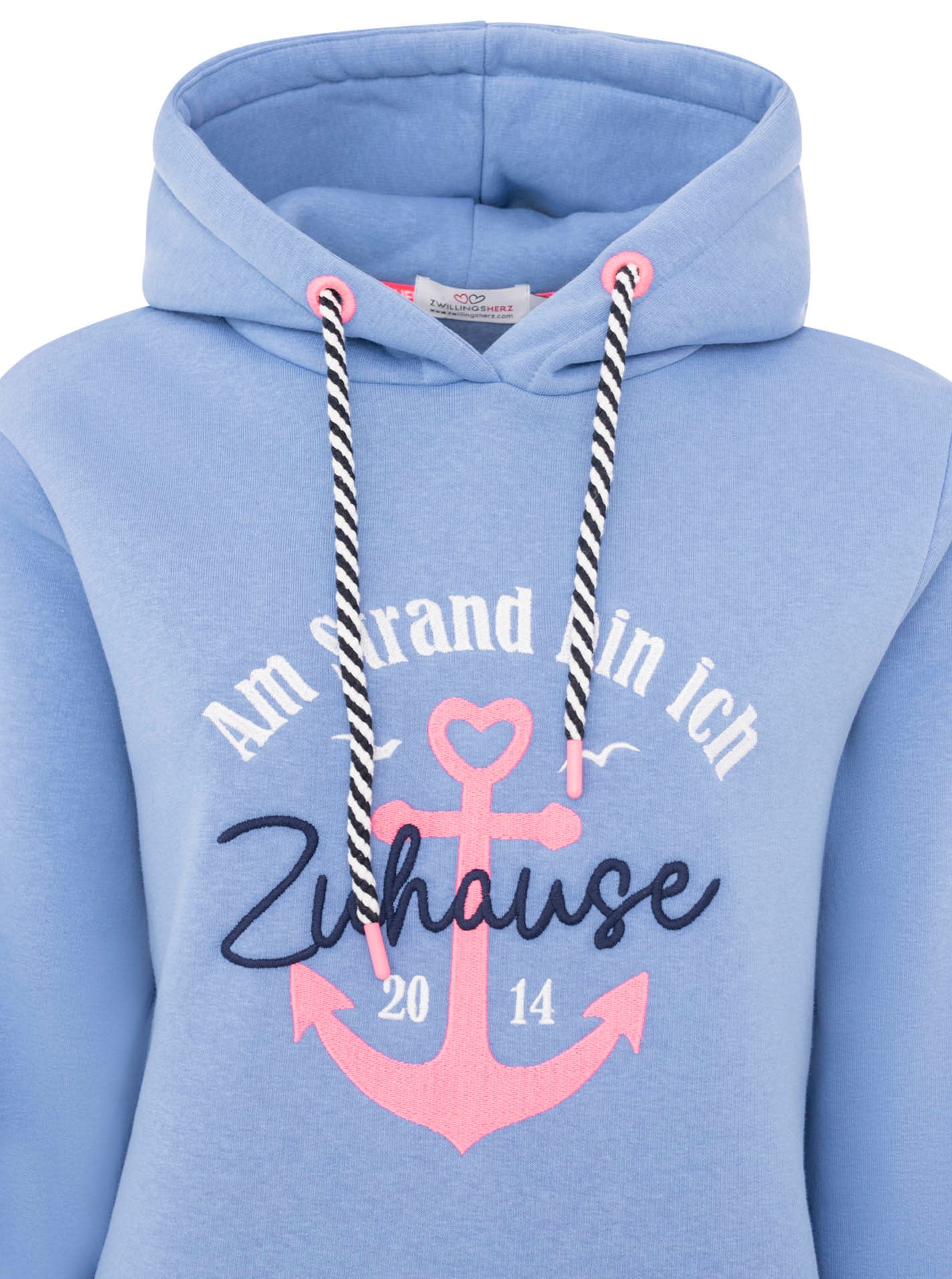 Zwillingsherz Hoodie »"Beach Home"«, Motiv „Am Strand bin ich zu Hause“, Anker, Kapuze mit Kordel
