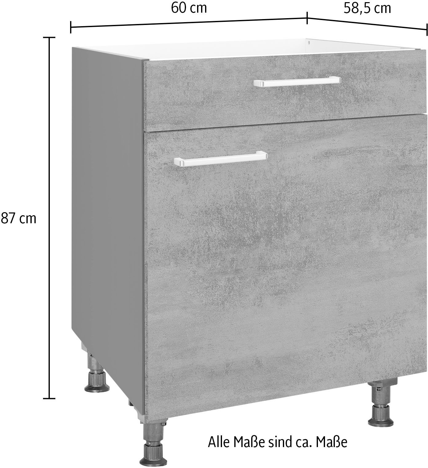 nobilia® Kochfeldumbauschrank »"Riva", mit Schukasten und Tür, Ausrichtung wählbar«, vormontiert, Breite 60 cm