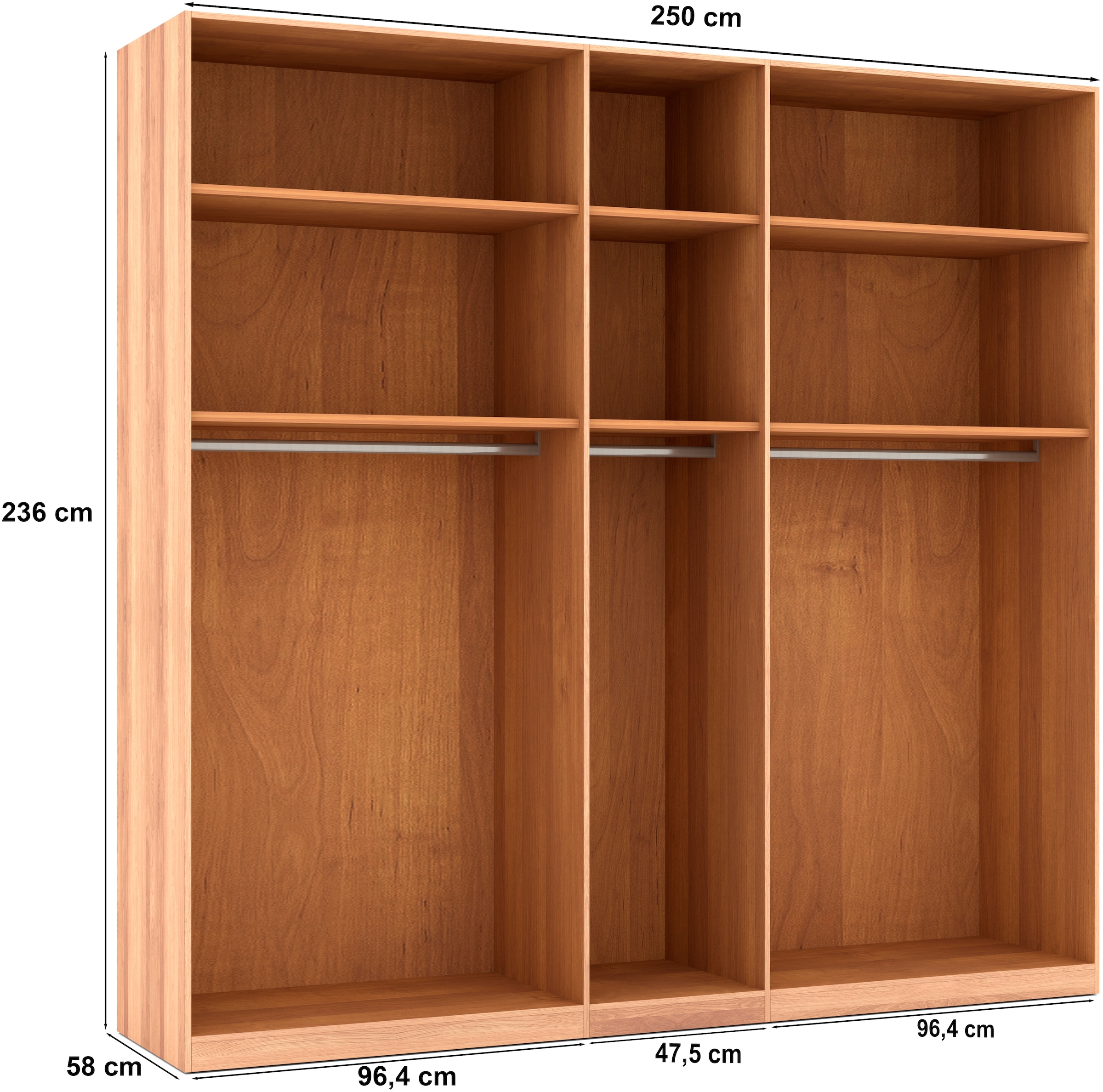 Musterring Drehtürenschrank »Sorrent, Kleiderschrank, teilmassiv Eiche«, (mit Türdämpfern, in 5 Breiten & 2 Höhen, extra Böden, MADE IN GERMANY), Türen in Eiche massiv mit Absetzung in Schiefer, verschiedene Maße