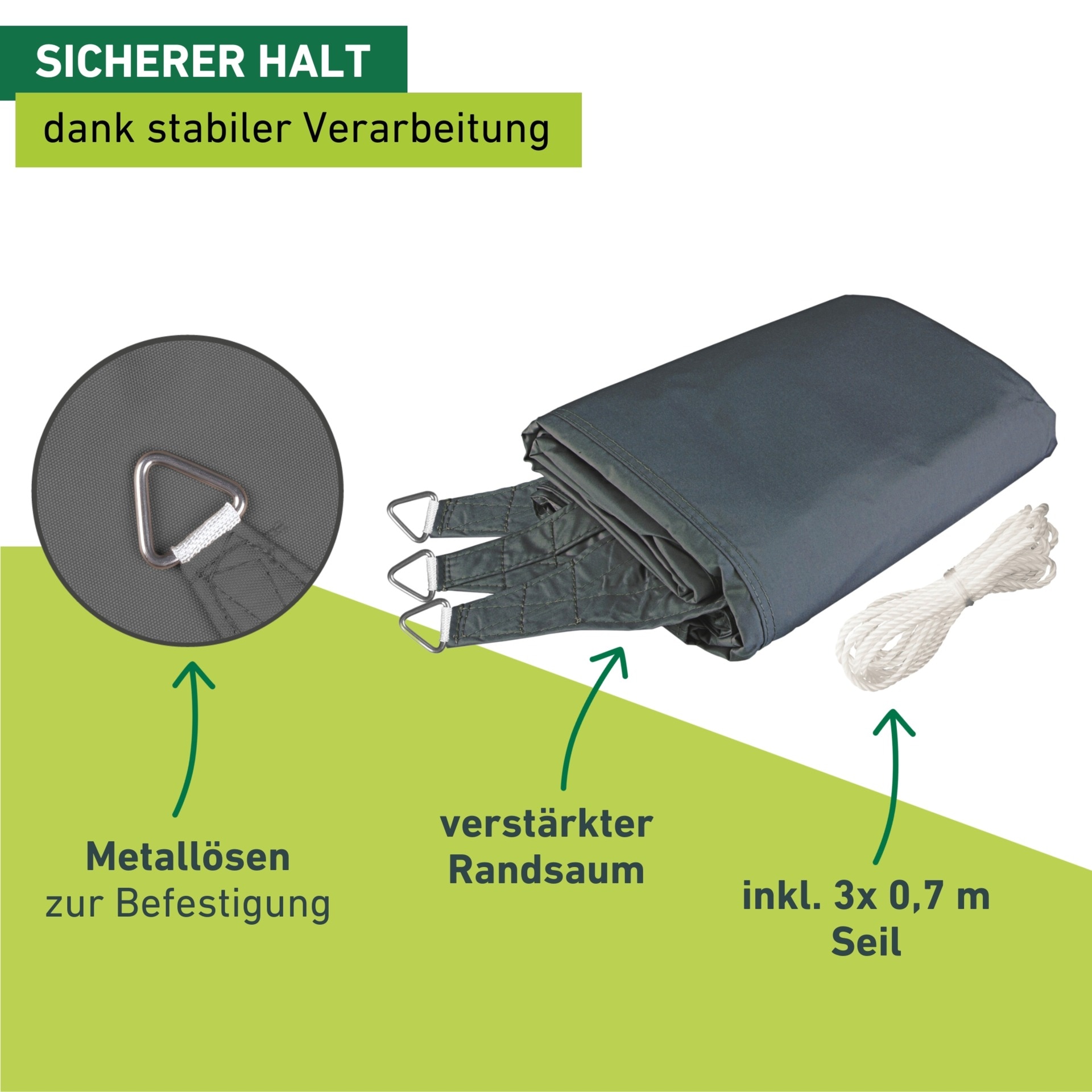 Windhager Sonnensegel »Cannes Dreieck« 4x4x4m, anthrazit