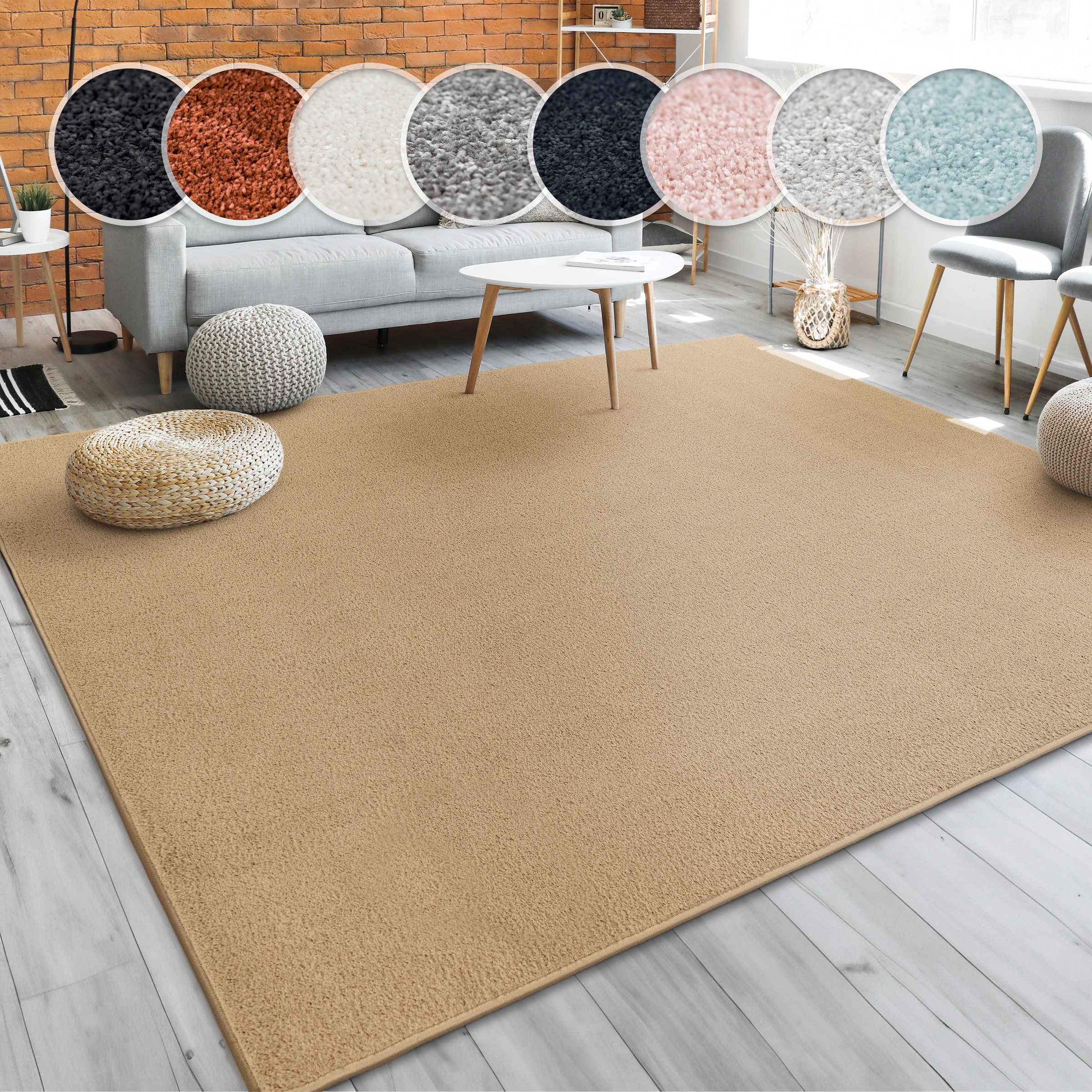 Teppich PACO HOME "Porto 890", gold (goldfarben), B:120cm H:13mm L:170cm, Obermaterial: 100% Polypropylen, Teppiche, Teppich, Kurzflor, Uni-Farben, ideal im Wohnzimmer & Schlafzimmer