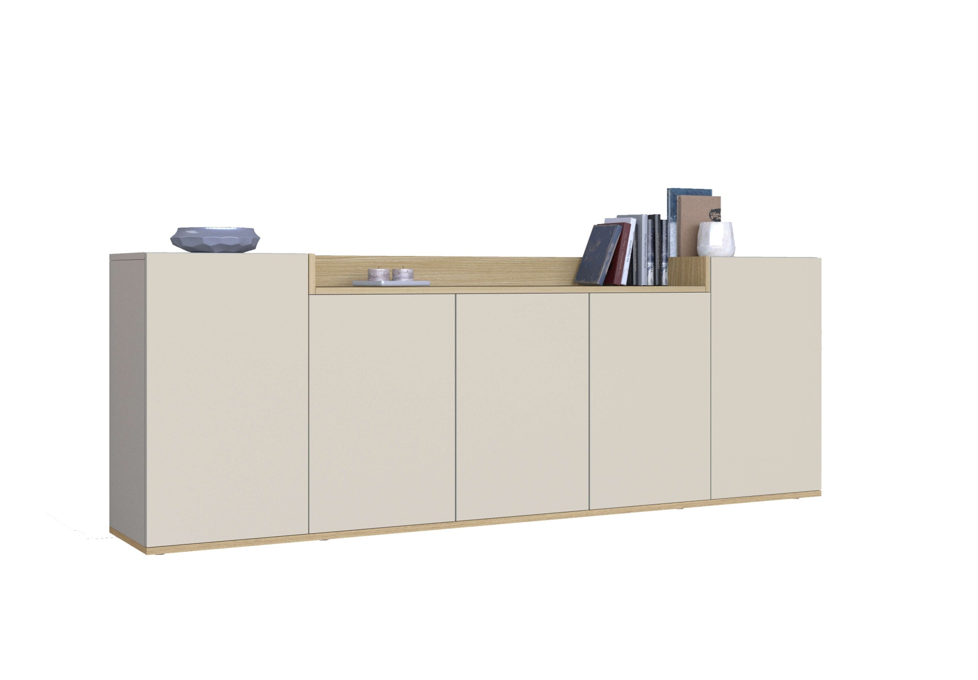 OTTO home Sideboard "BOLSENA, Kommode, Schrank,Lowboard mit 8 Fächer und offenes Ablagefach" 1 Stk. tlg. stehend/hängend montierbar, Made in Italy, B/T/H: 200 × 35 × 71,2 cm