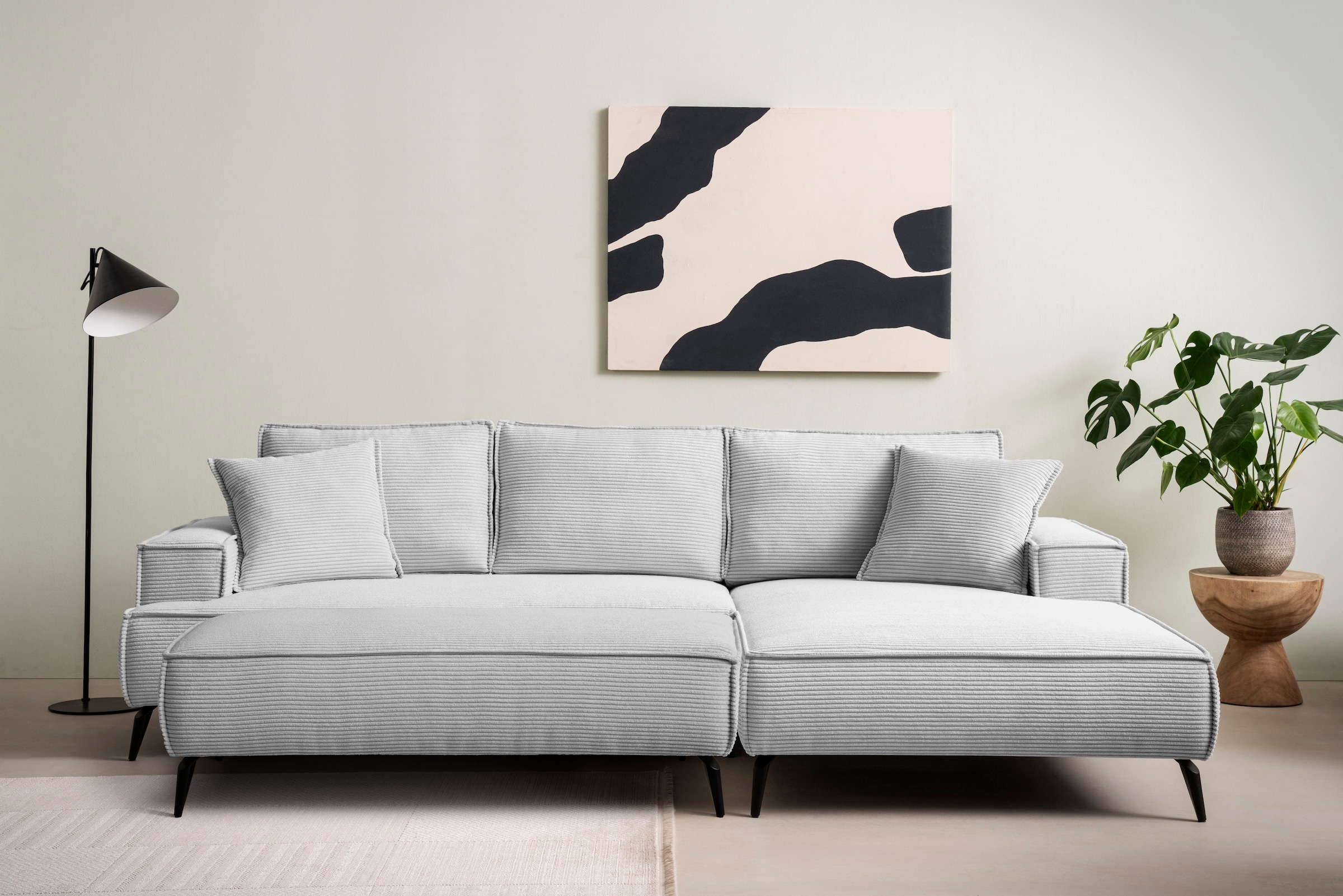 andas Sitzgruppe »TVINNU, Polsterecke L-Form, Schlaffunktion, mit Hocker«, (Set, 2 tlg.), stellbar zum Schlafsofa (Krokodilverbinder)
