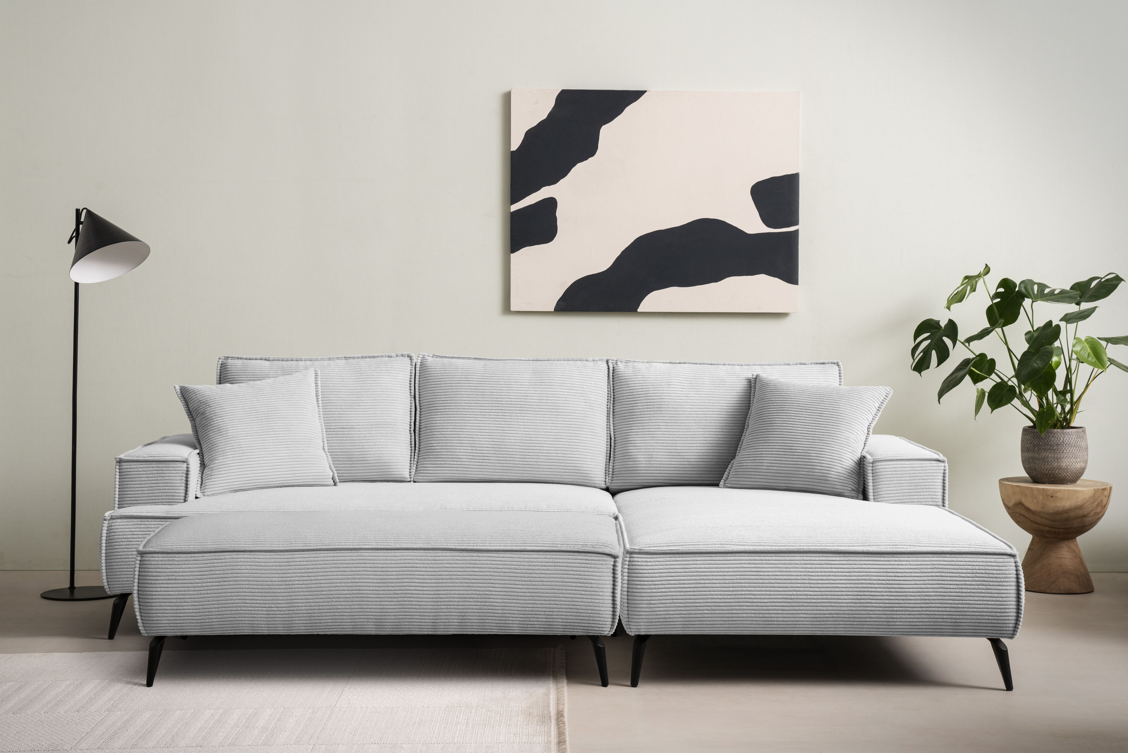 OTTO home Ecksofa "TVINNU Cord, L-Form, 275 cm, mit Hocker" stellbar zum Schlafsofa (Krokodilverbinder)
