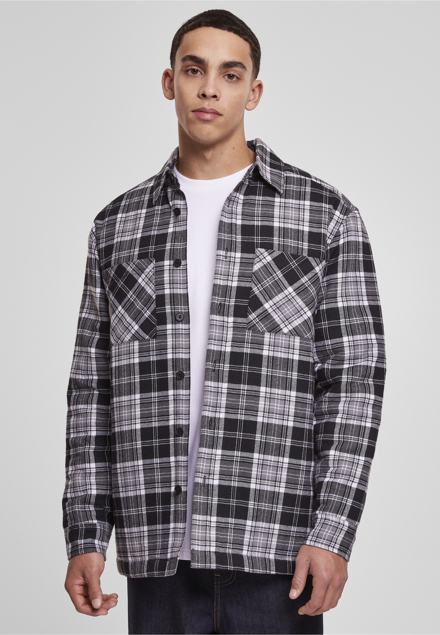 URBAN CLASSICS Langarm-Poloshirt »Urban Classics Herren Padded Checked Shirt Jacket« 1 Stk.