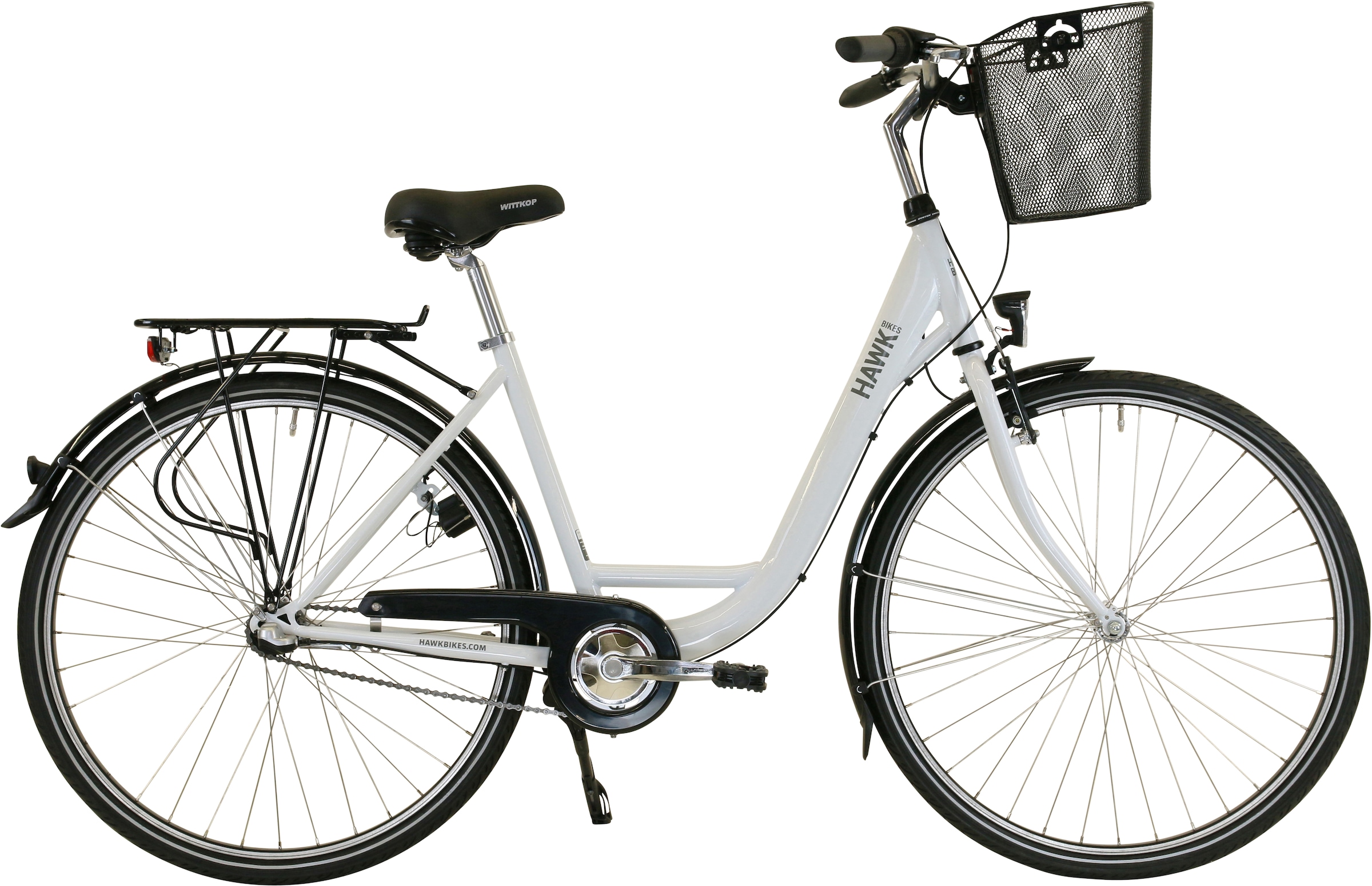 HAWK Bikes Cityrad »HAWK City Wave Premium Plus White«, 3 Gang, Shimano, Nexus Schaltwerk, für Damen und Herren