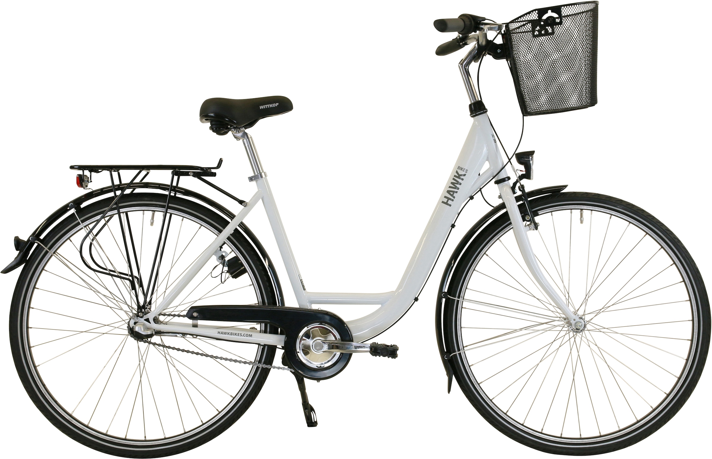 HAWK Bikes Cityrad »City Wave Premium Plus White«, 3 Gang, Shimano, Nexus Schaltwerk, für Damen und Herren