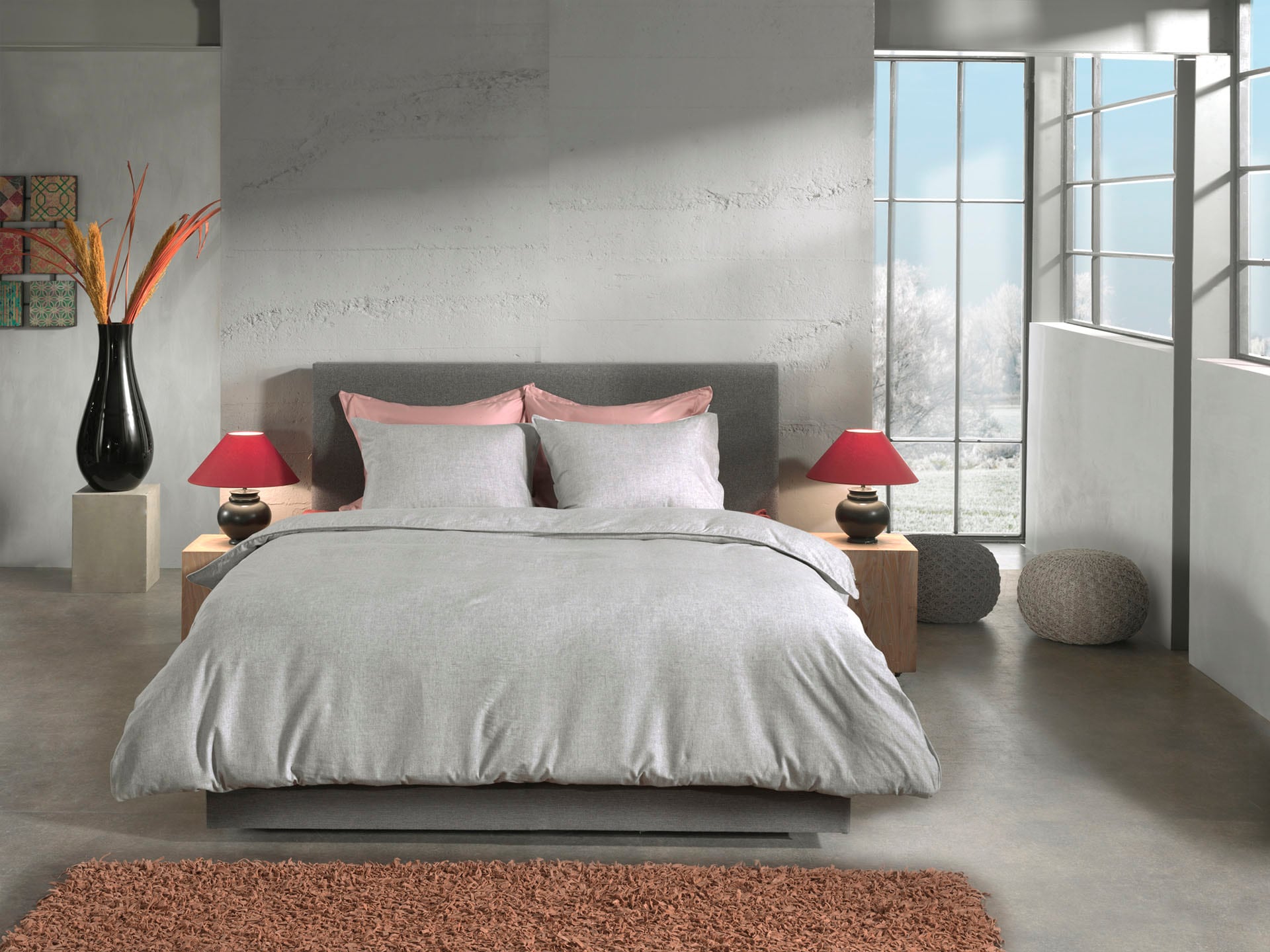 Heckett & Lane Bettwäsche "Franela" 2 Stk. tlg. Uni Design, hochwertiges Fl günstig online kaufen