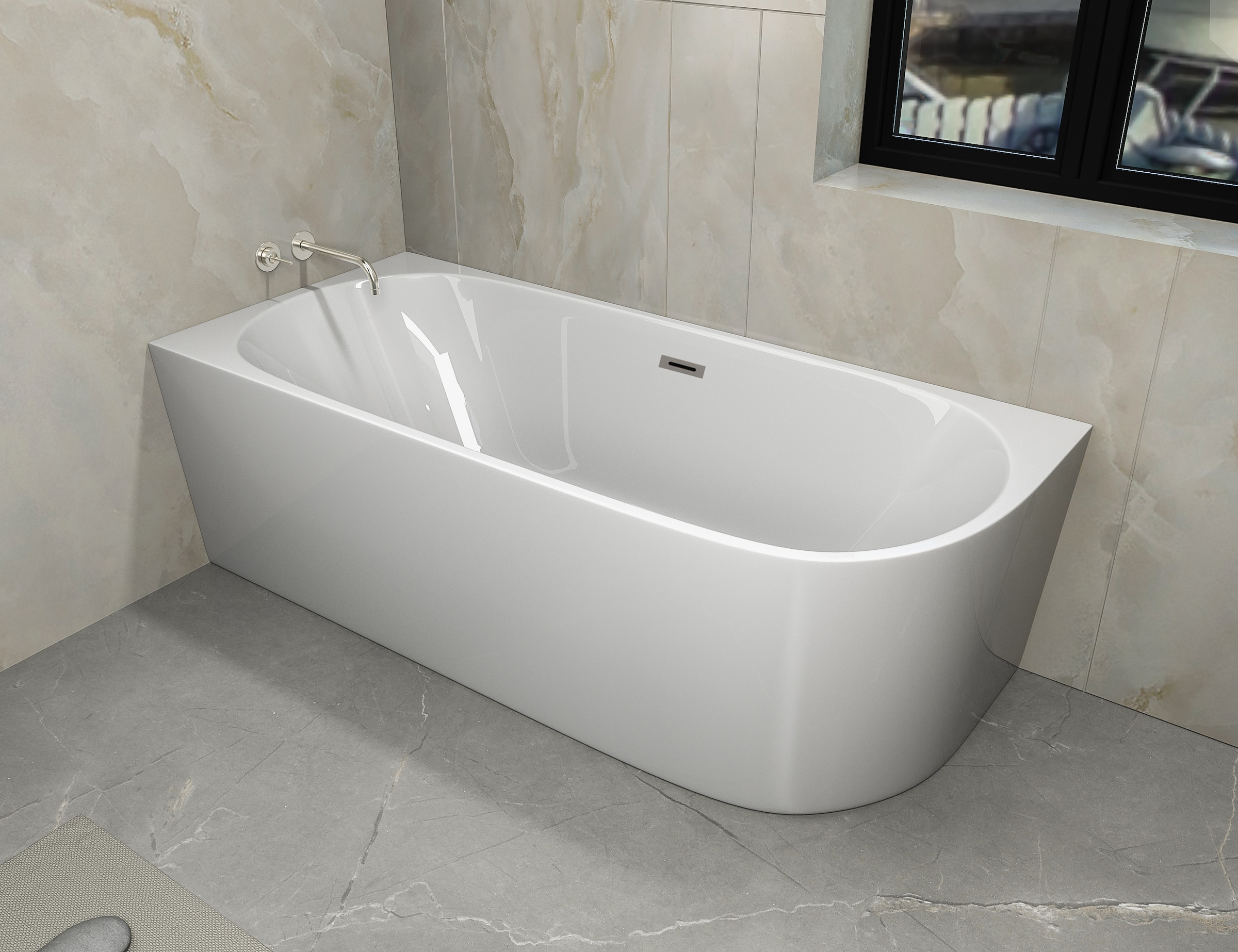 Sanotechnik Badewanne »LUMA« Höhe 56 cm mit Ablaufstöpsel | verstellbare Füße | Überlauf 160cm, Acryl Badewanne rechts