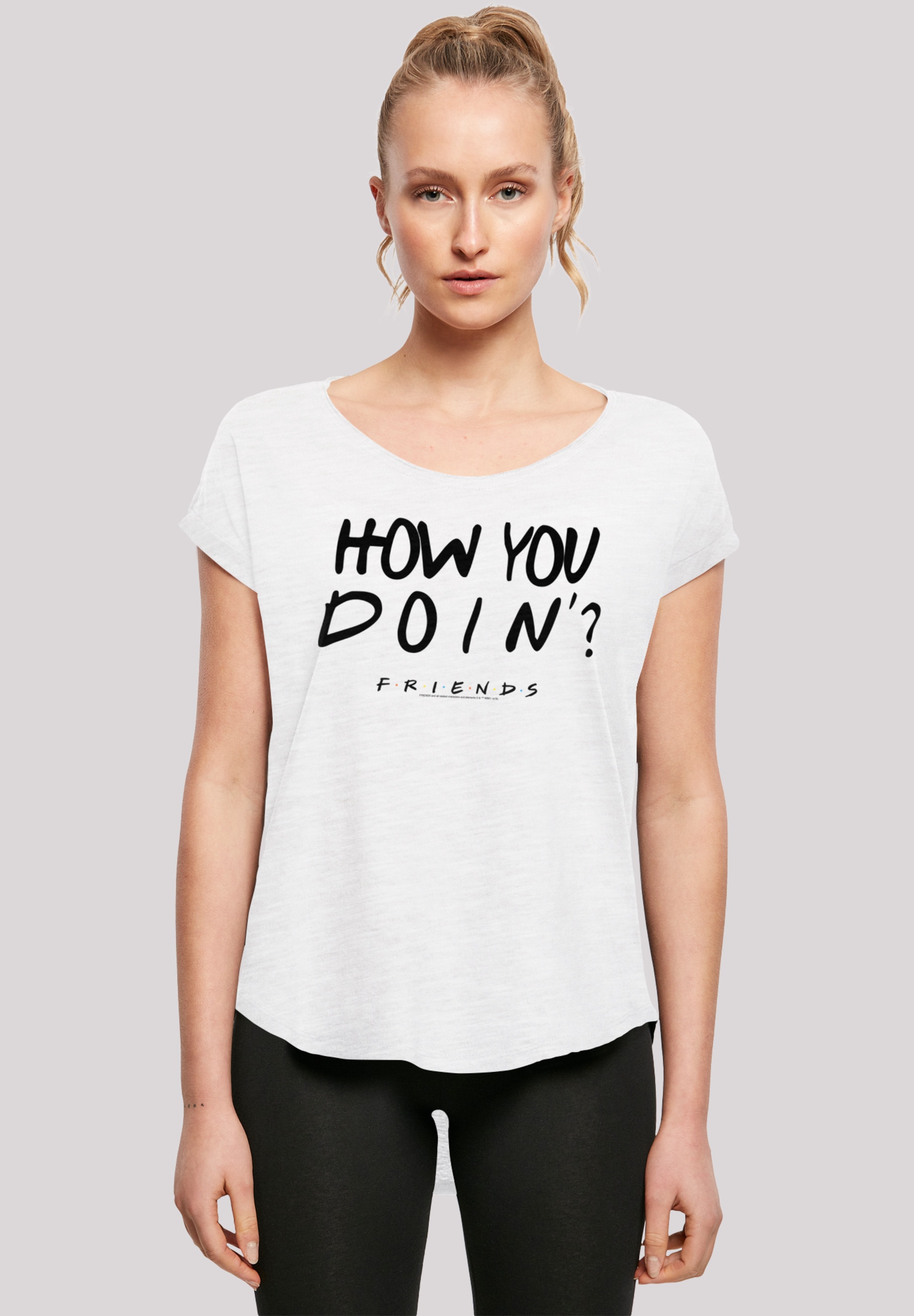 T-Shirt »Long Cut T Shirt 'FRIENDS TV Serie How You Doin? WHT'«, Print