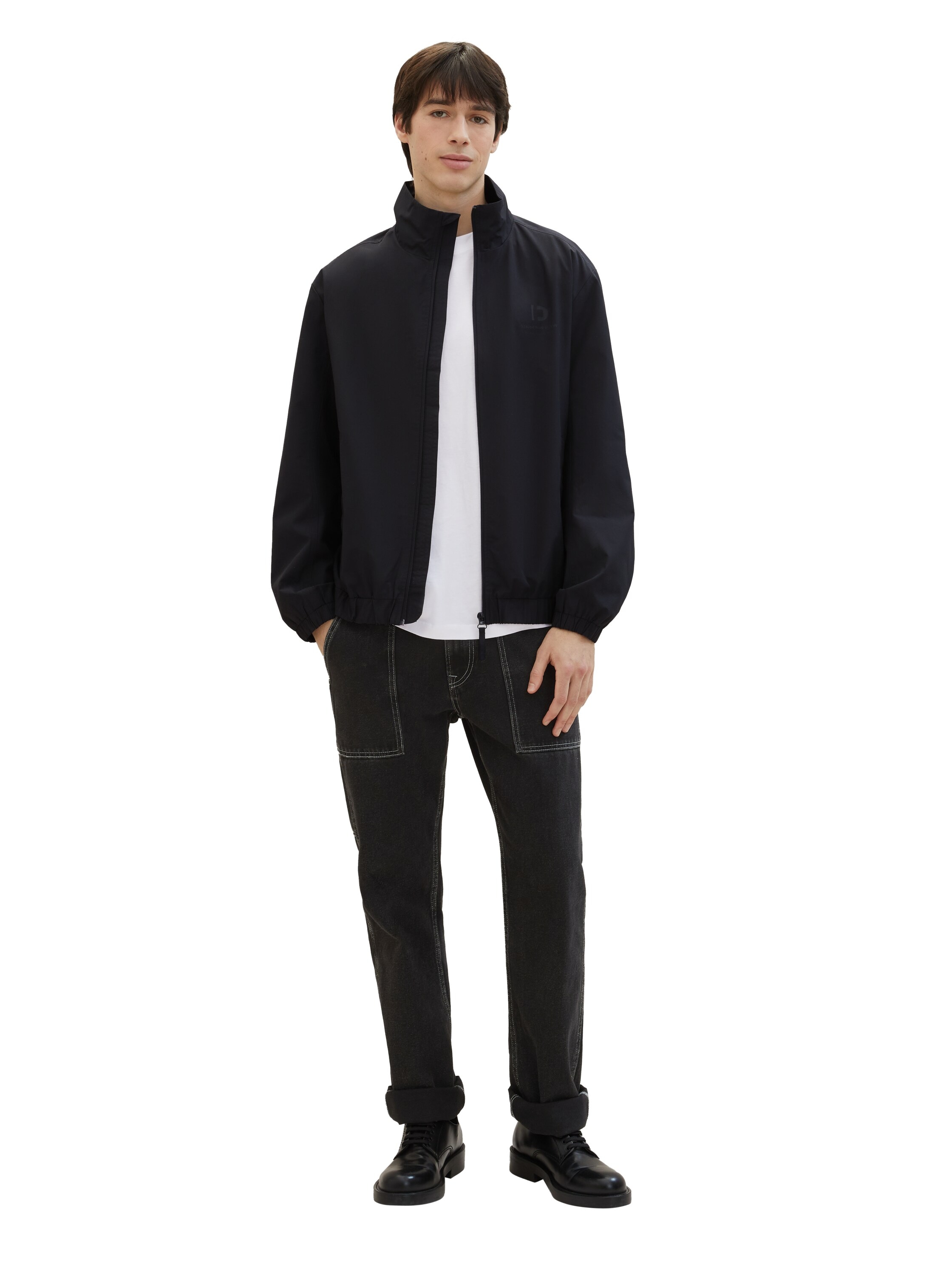 TOM TAILOR Denim Funktionsjacke, ohne Kapuze, mit Stehkragen und Reißverschluss