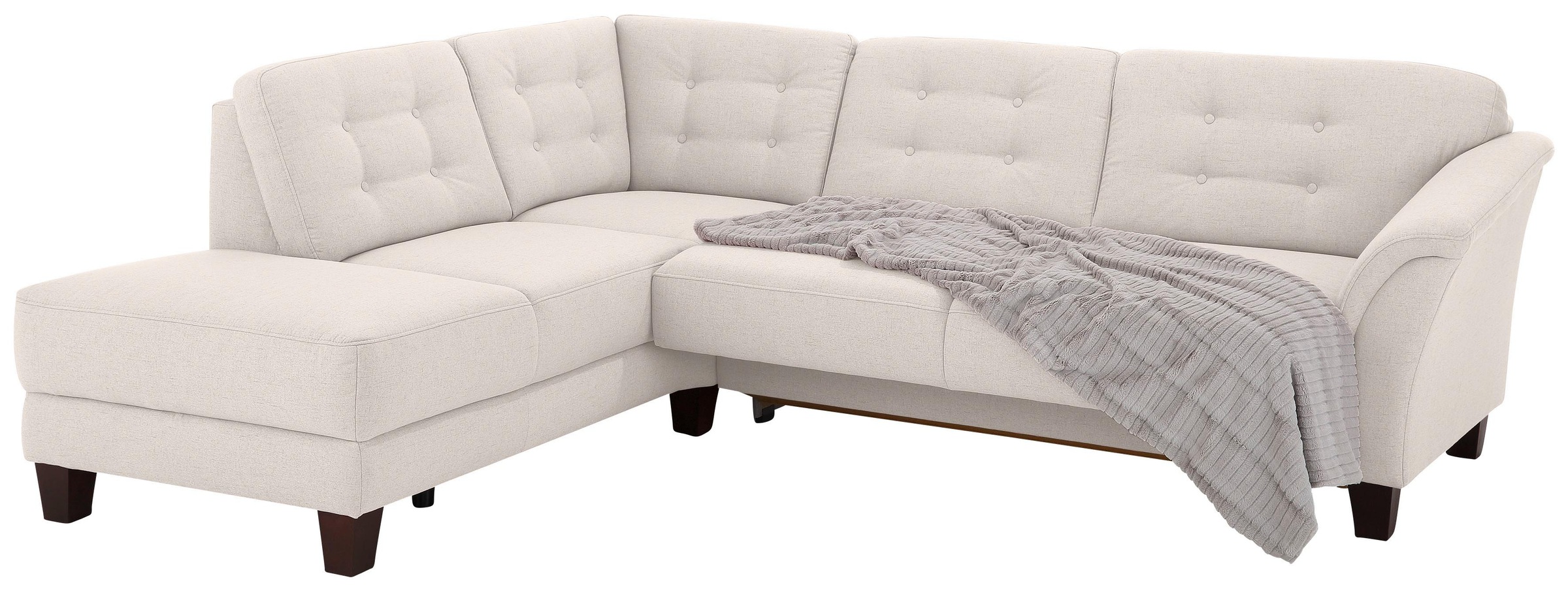 Thumbnail - Home affaire Ecksofa "Trondheim L-Form", mit Federkern und Knopfheftung im Rücken, Füße Buche dunkel