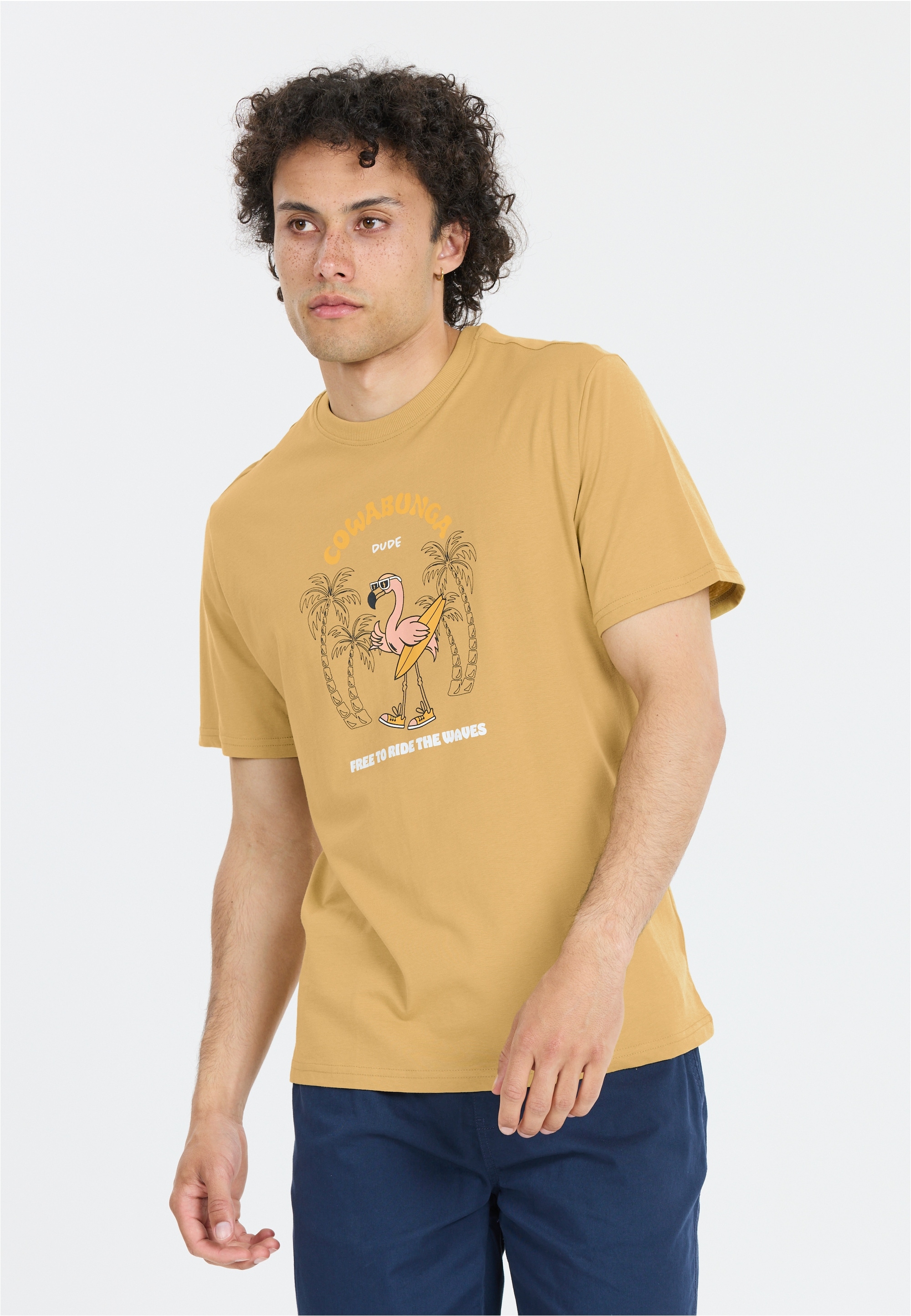 CRUZ T-Shirt »Ankara« aus reiner Baumwolle mit Feel-Good-Print