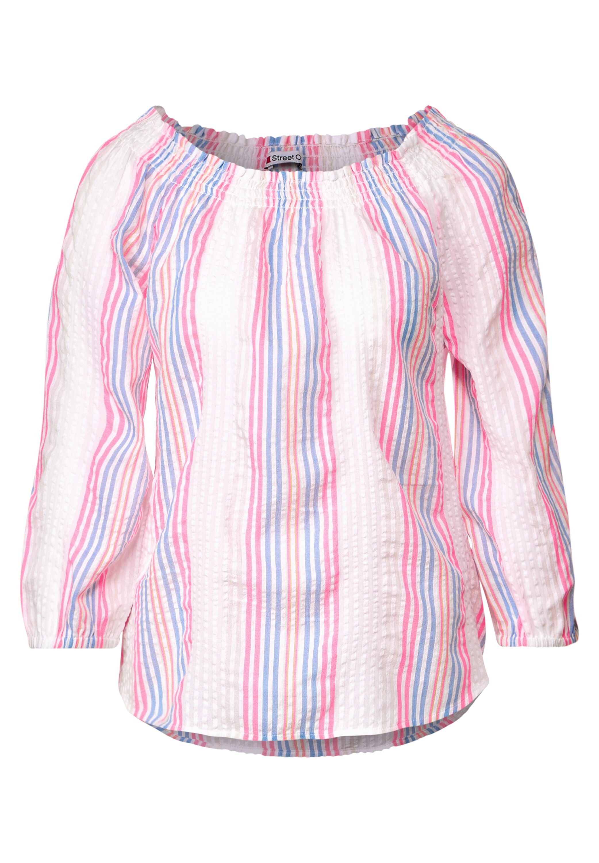 STREET ONE Carmenbluse, mit gestreiftem Seersucker-Look