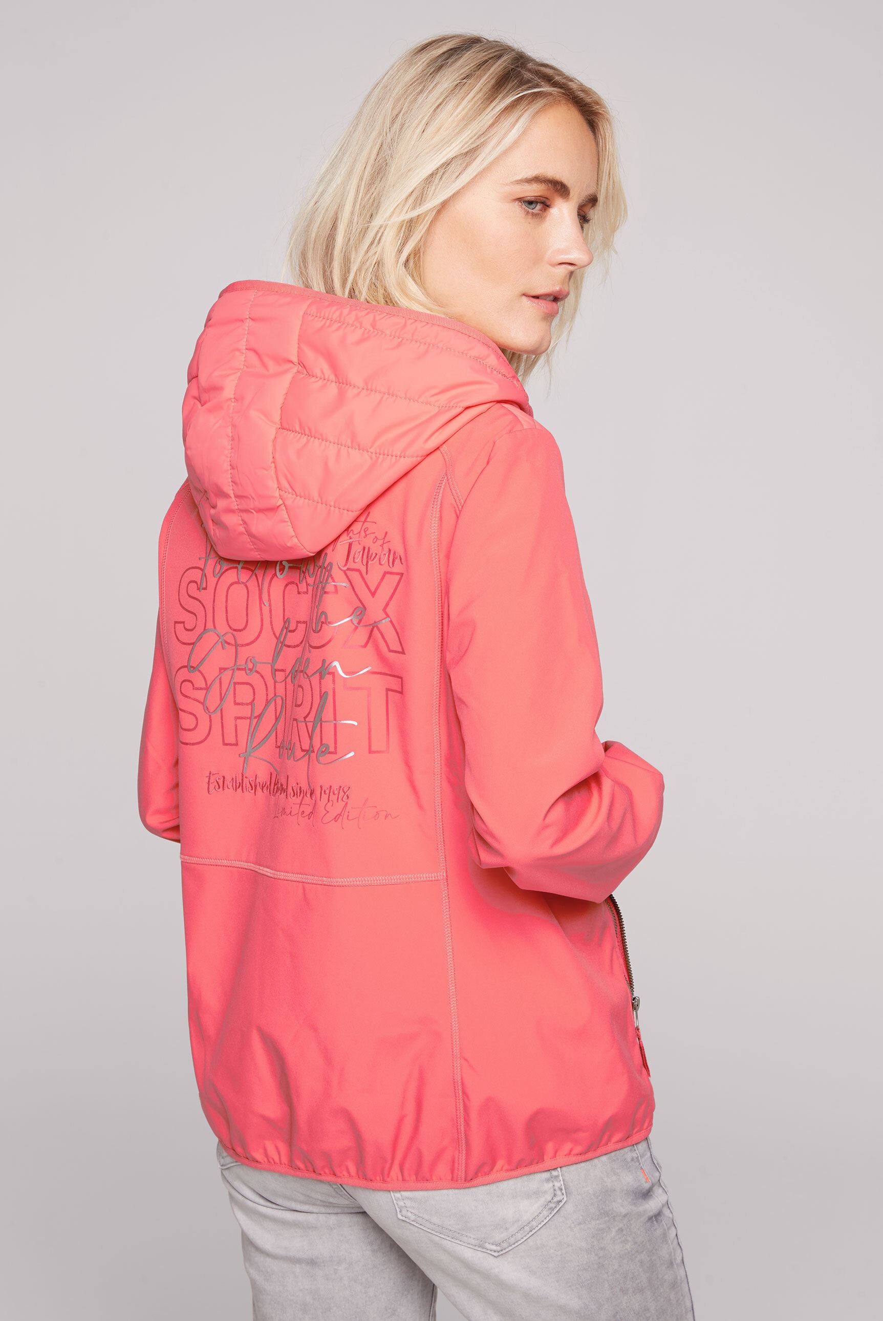 SOCCX Softshelljacke, mit Kapuze, mit elastischem Saumabschluss