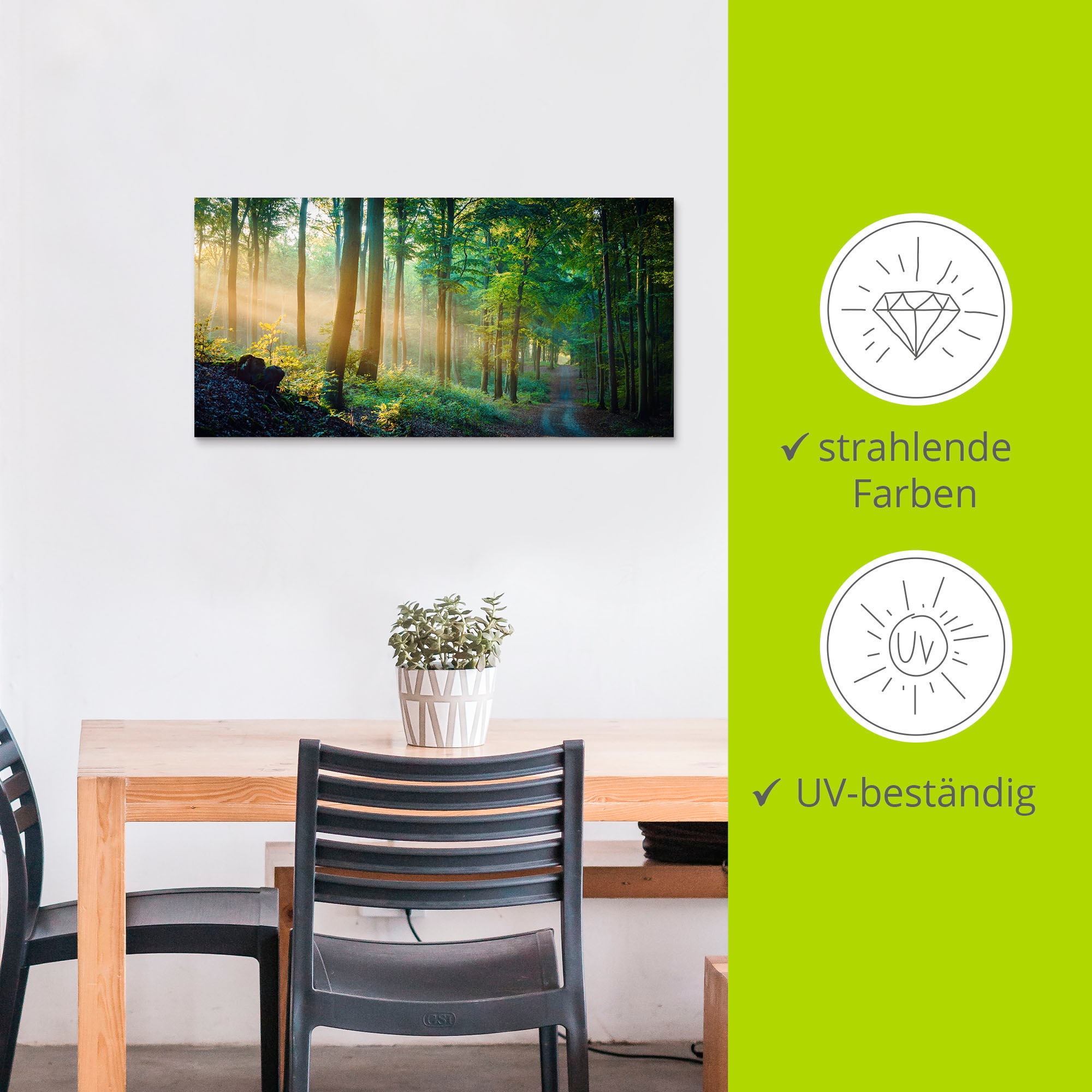 Artland Wandbild »Herbstmorgen im Wald« Waldbilder 1 Stk. tlg. als Alubild, Outdoorbild, Leinwandbild, Poster in verschied. Größen