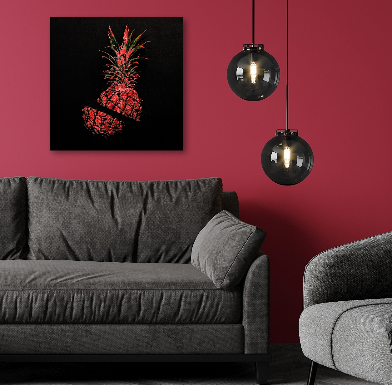 my home Acrylglasbild »Ananas St.), Blattgold Handgearbeitet, Rote Farbvariante, Ananas, Edel kaufen (1 mit veredelt«, - BAUR Acrylbilder Gerahmt, 