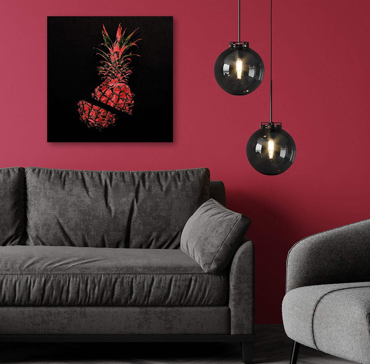 my home Acrylglasbild "Ananas - Acrylbilder mit Blattgold veredelt", Ananas günstig online kaufen