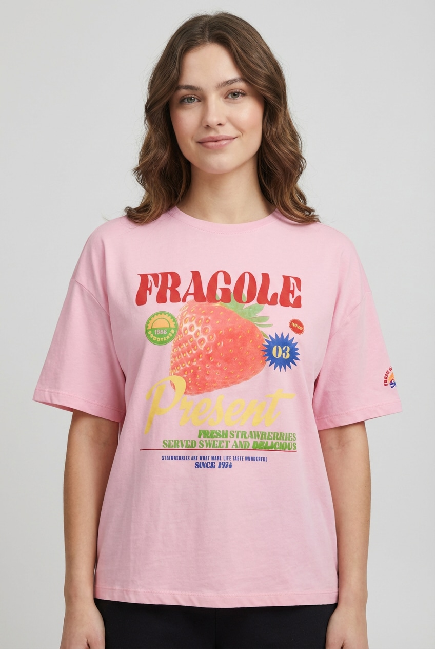 ONLY Kurzarmshirt "ONLBOLETTE LIFE S/S TOP BOX CC JRS" mit auffälligem Prin günstig online kaufen