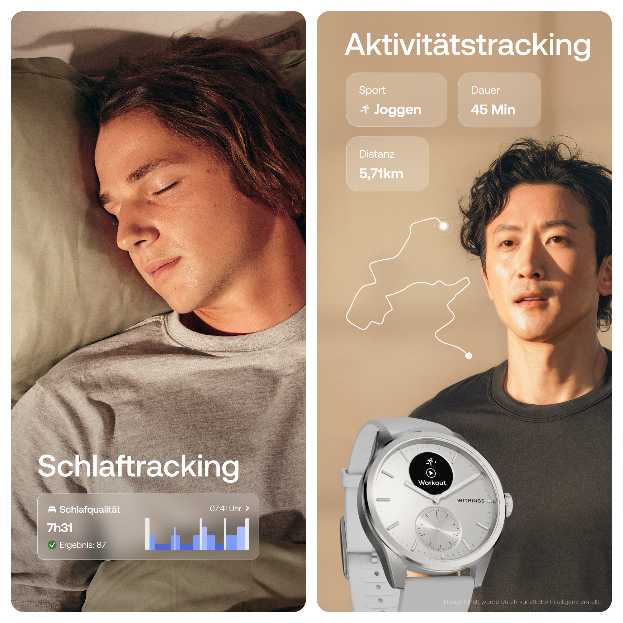 Withings Smartwatch »ScanWatch 2 42mm, hybrid, Akku bis 35 Tage, 50 M Wasserdicht« ( ) HealthSenseOS
