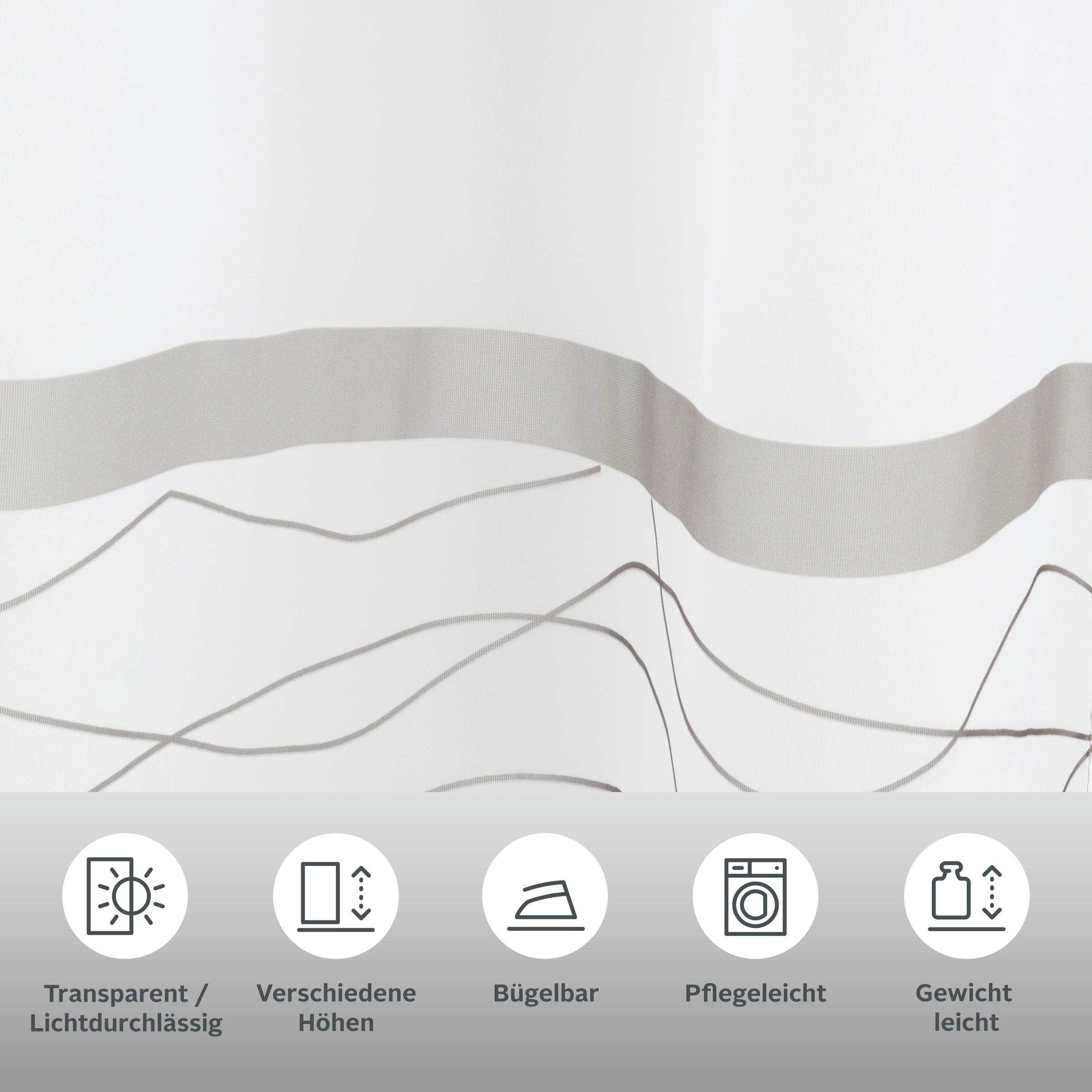 Thumbnail - my home Gardine "Jay" Ösen 2 Stk. tlg. Vorhang, 2-er Set, Fertiggardine, transparent, Querstreifen