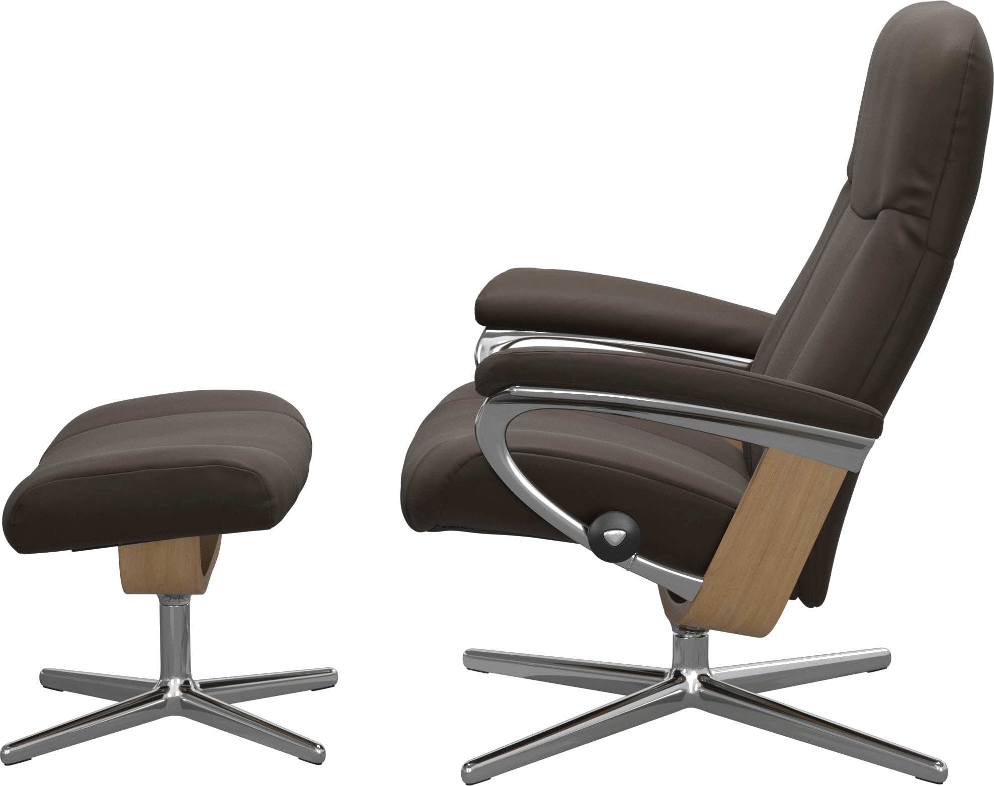 Stressless® Relaxsessel »Garda«, (Set, Relaxsessel mit Hocker), mit Hocker, mit Cross Base, Größe M & L, Holzakzent Eiche