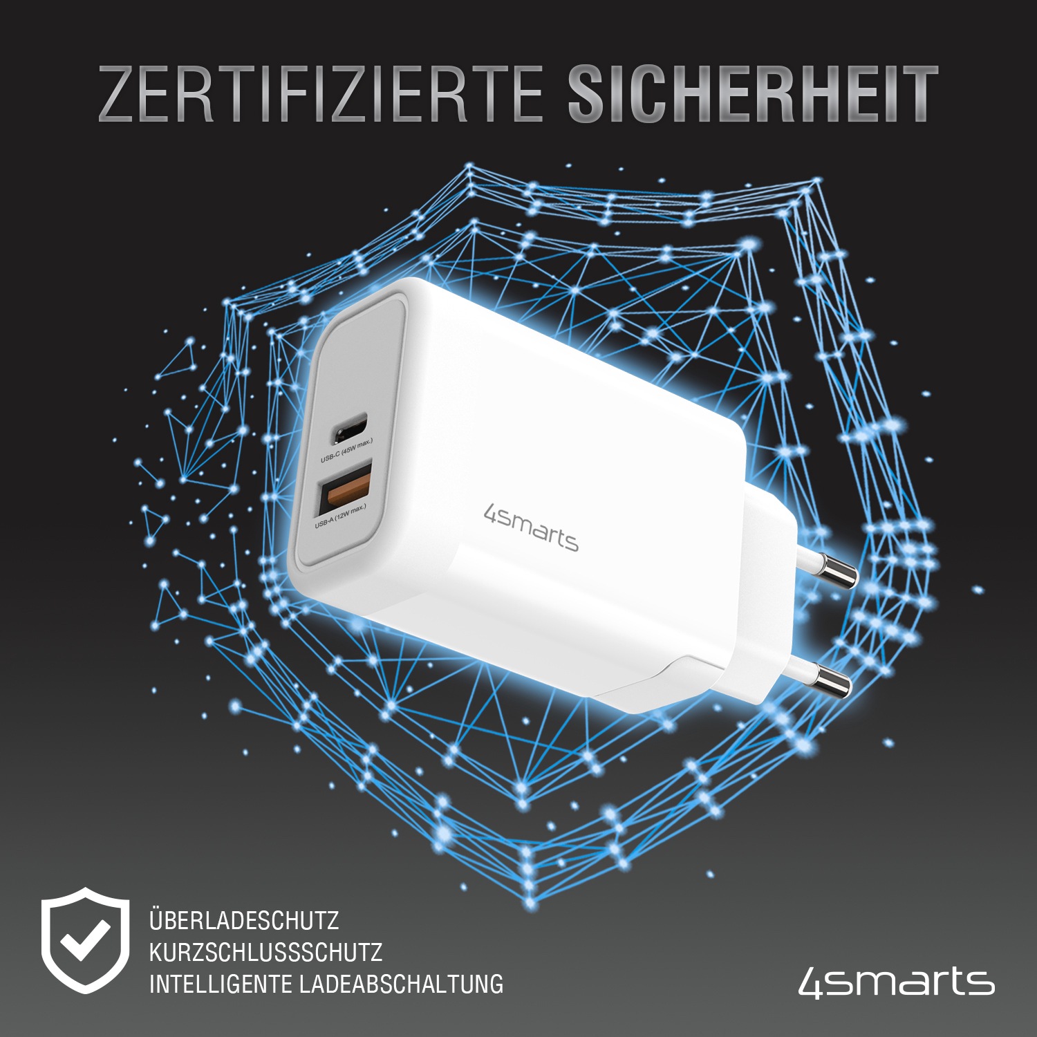 4smarts Ladeschale »DoublePort 45W + USB-C Kabel, PD«