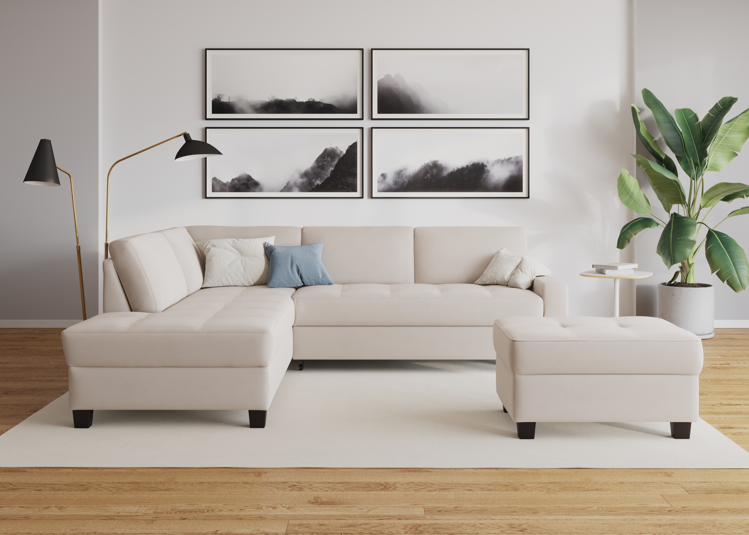 DOMO collection Ecksofa »Florentina zeitlos und elegant, Sitznähte als Designelement, L-Form«, wahlweise mit Bettfunktion, mit Kontrastnaht, Komfortsitzhöhe 47cm