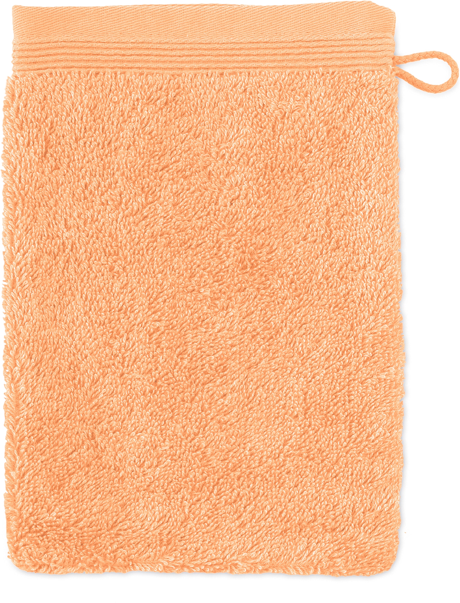 Möve Waschhandschuh "Superwuschel 100% Premium Cotton Baumwolle" mit Biesenbordüre und praktischem Kordelaufhänger, einfarbig, weich