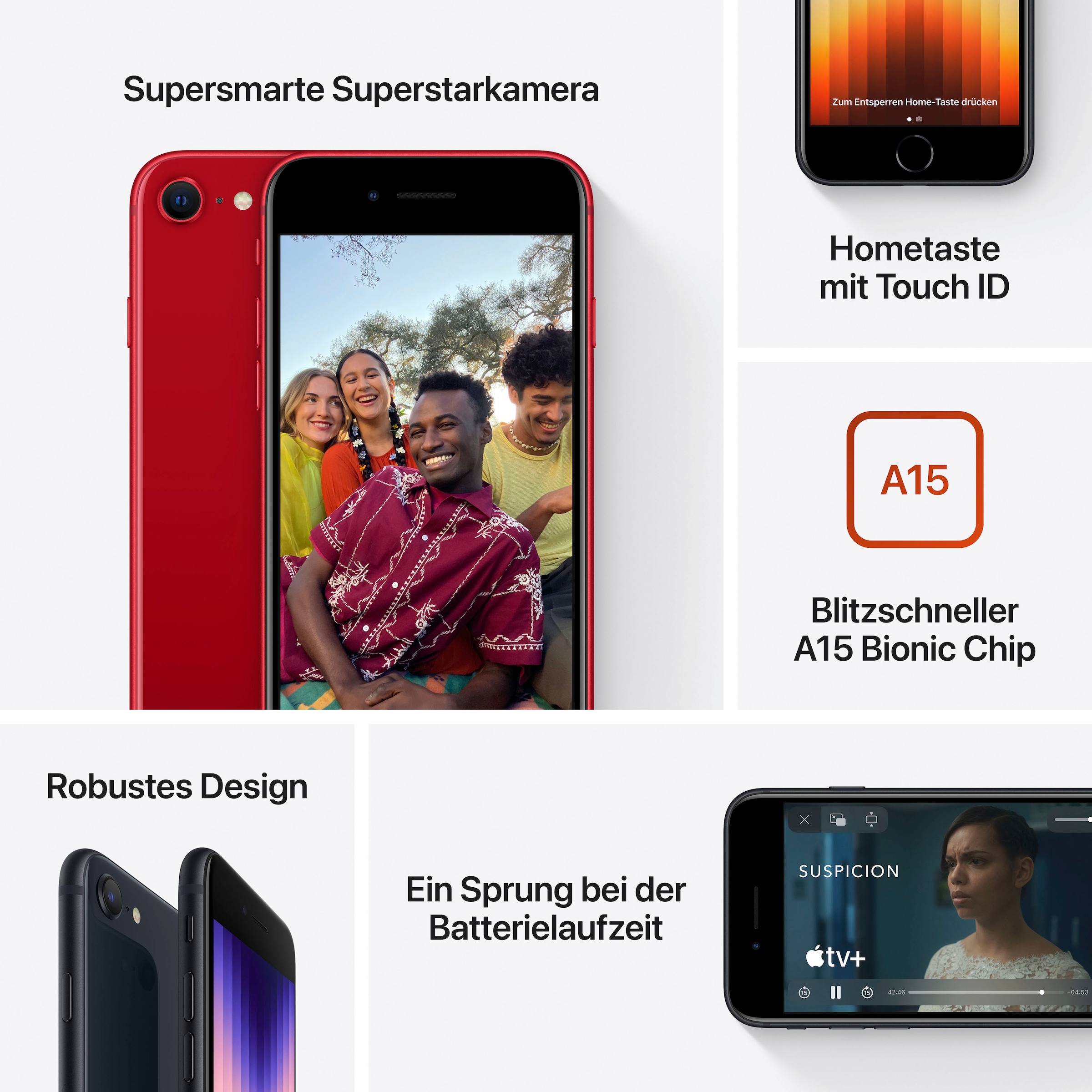 Apple Smartphone »iPhone SE (2022)«, (PRODUCT)RED, 11,94 cm/4,7 Zoll, 64 GB Speicherplatz, 12 MP Kamera