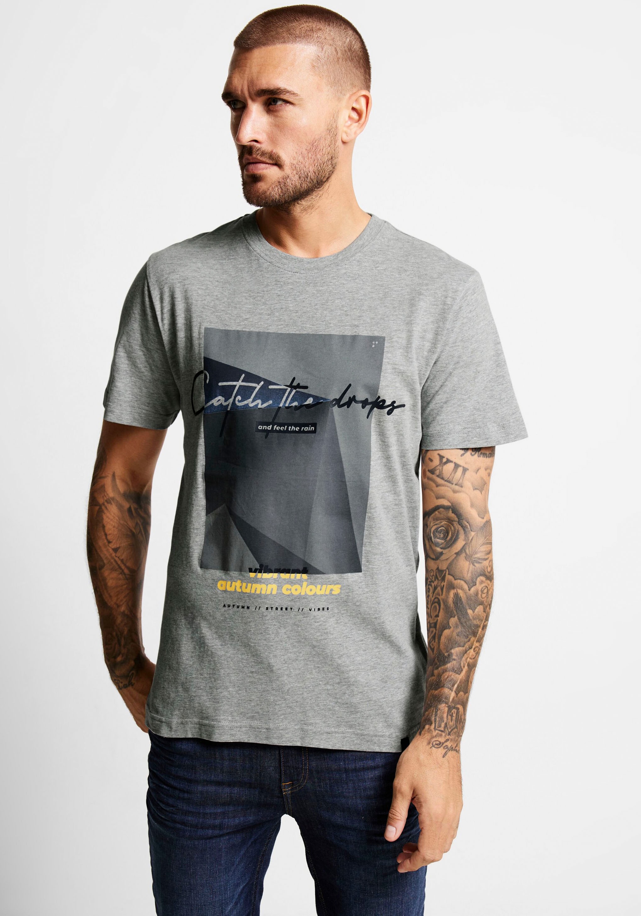 STREET ONE MEN T-Shirt, mit Schriftzug vorne ▷ kaufen | BAUR
