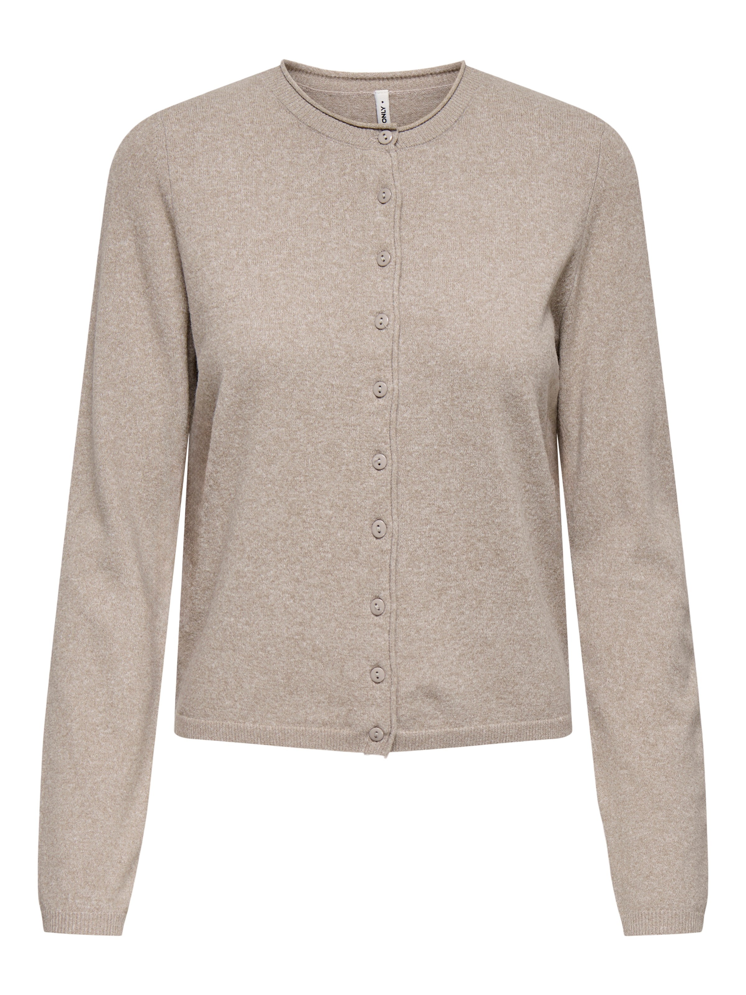 ONLY Strickjacke »ONLLOYAL LIFE LS O-NECK BUT CAR KNT NOOS« gerippte Ärmelbündchen