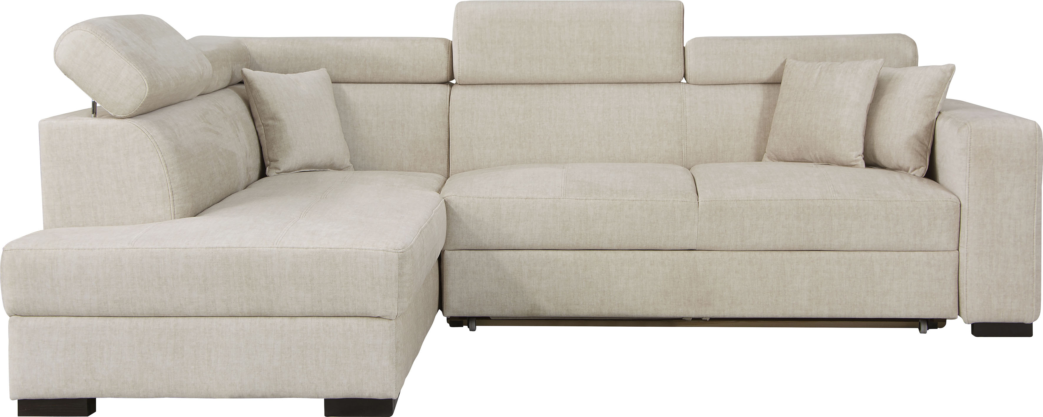 Home affaire Ecksofa "Tulio bequem, bewährte Wellenunterfederung, Breite 267cm, L-Form" wahlweise mit Bettfunktion und Bettkasten, incl. 3 Zierkissen