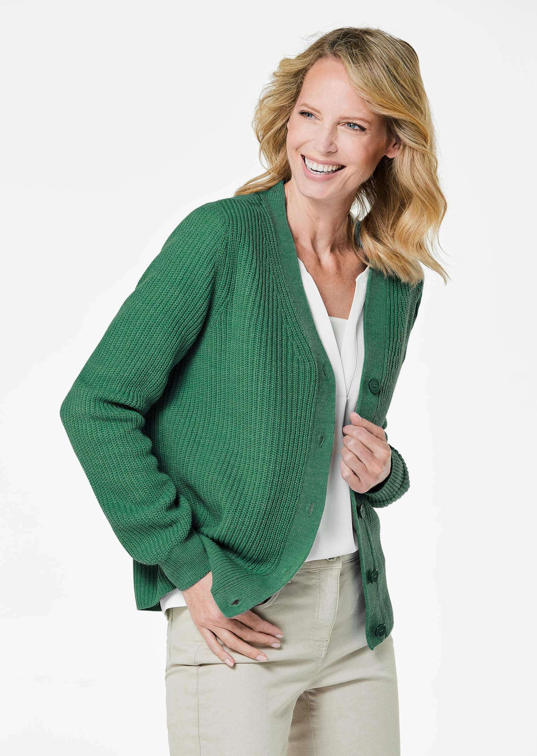 GOLDNER Strickjacke »Strickjacke Pflegeleichte Strickjacke in hochwertiger Rippenstruktur«
